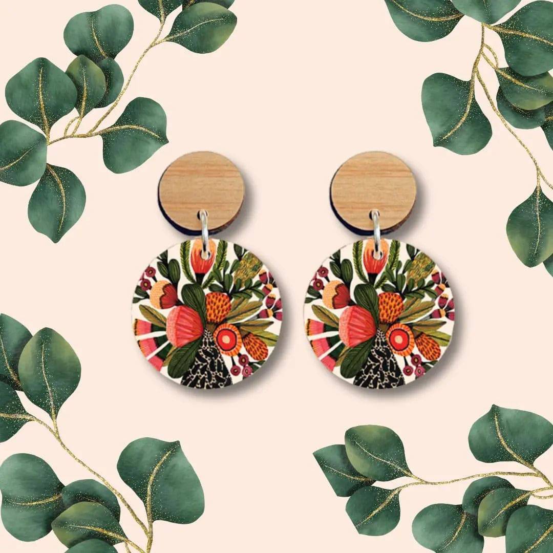 Handmade Australian Native Flowers Wooden Earrings | Boho Nature-Inspired Jewelry for Women | Perfect for Festivals, Weddings & Everyday Wear