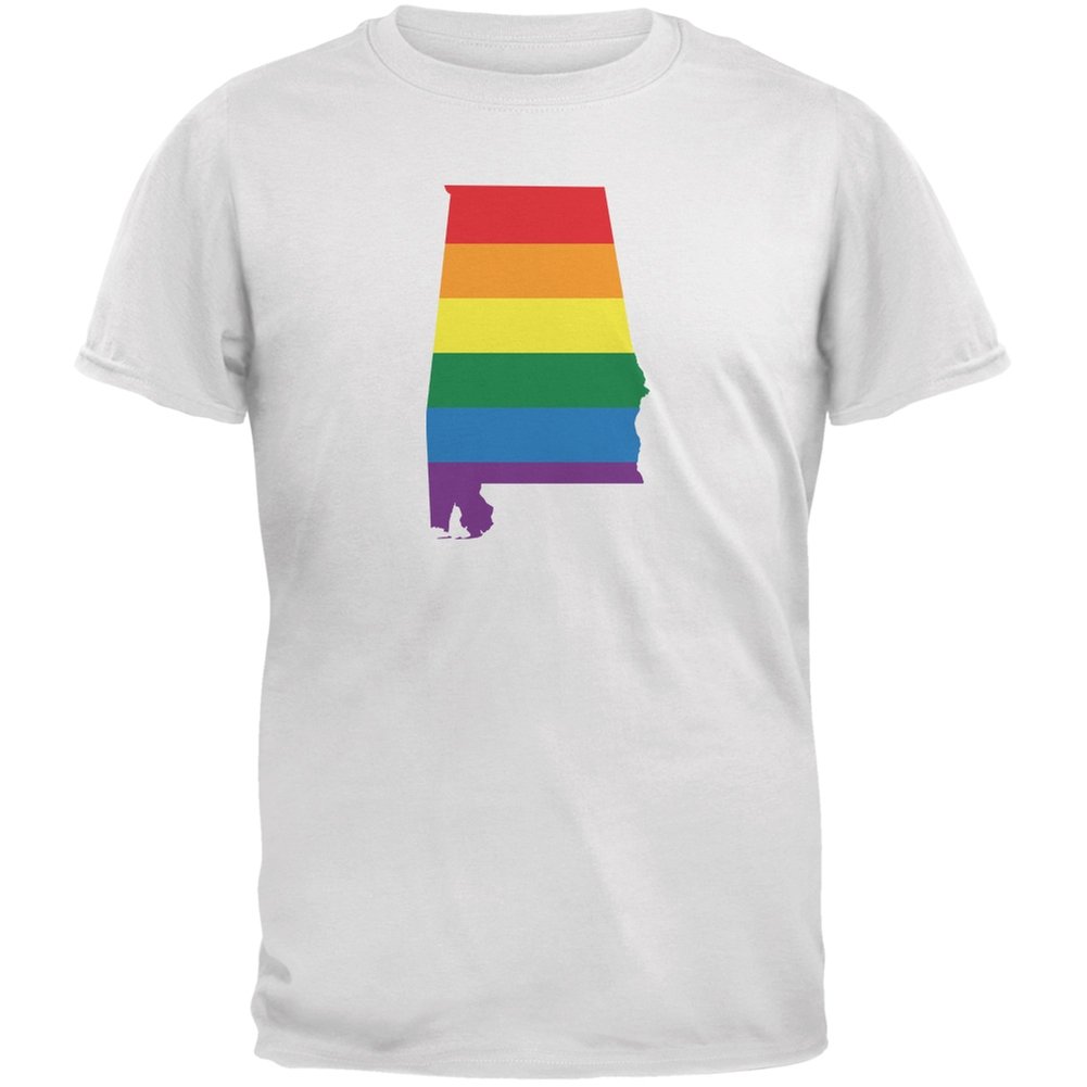 Alabama LGBT Gay Pride Rainbow White Adult T-Shirt - 2X-Large | Comfortable Cotton Tee for Pride Parades, LGBTQ+ Events & Everyday Wear