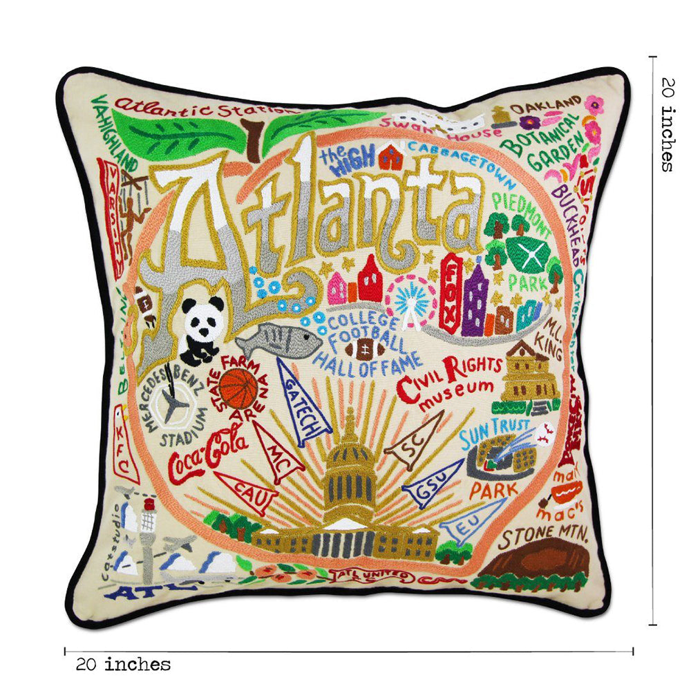 Hand Embroidered Decorative Throw Pillow Covers - Boho Chic Home Decor for Sofa, Bed & Living Room - Atlanta Inspired Artisan Design