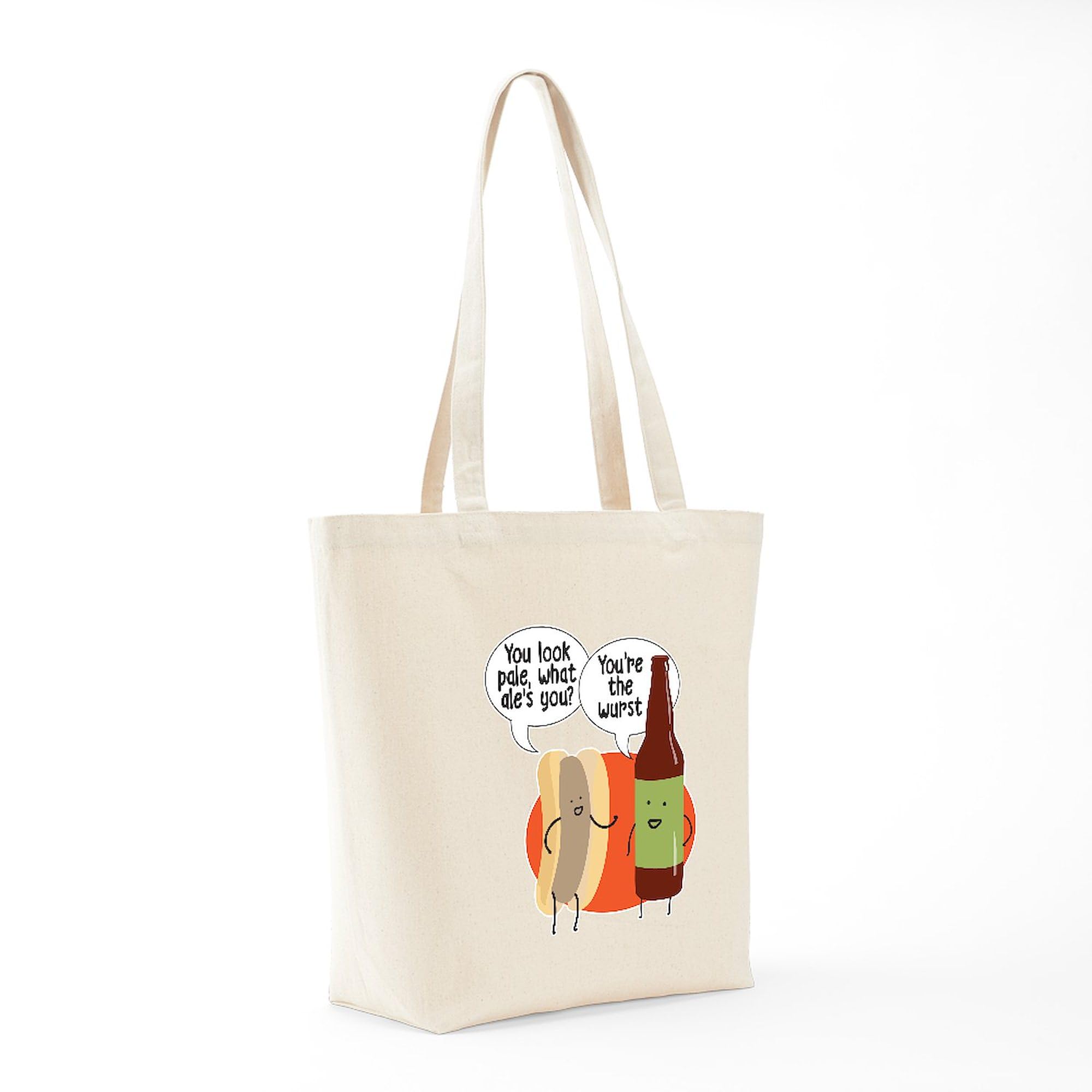 **Ale Bratwurst Tote Bag - Natural Canvas Reusable Shopping Bag for Groceries, Beach, Picnics & Errands**