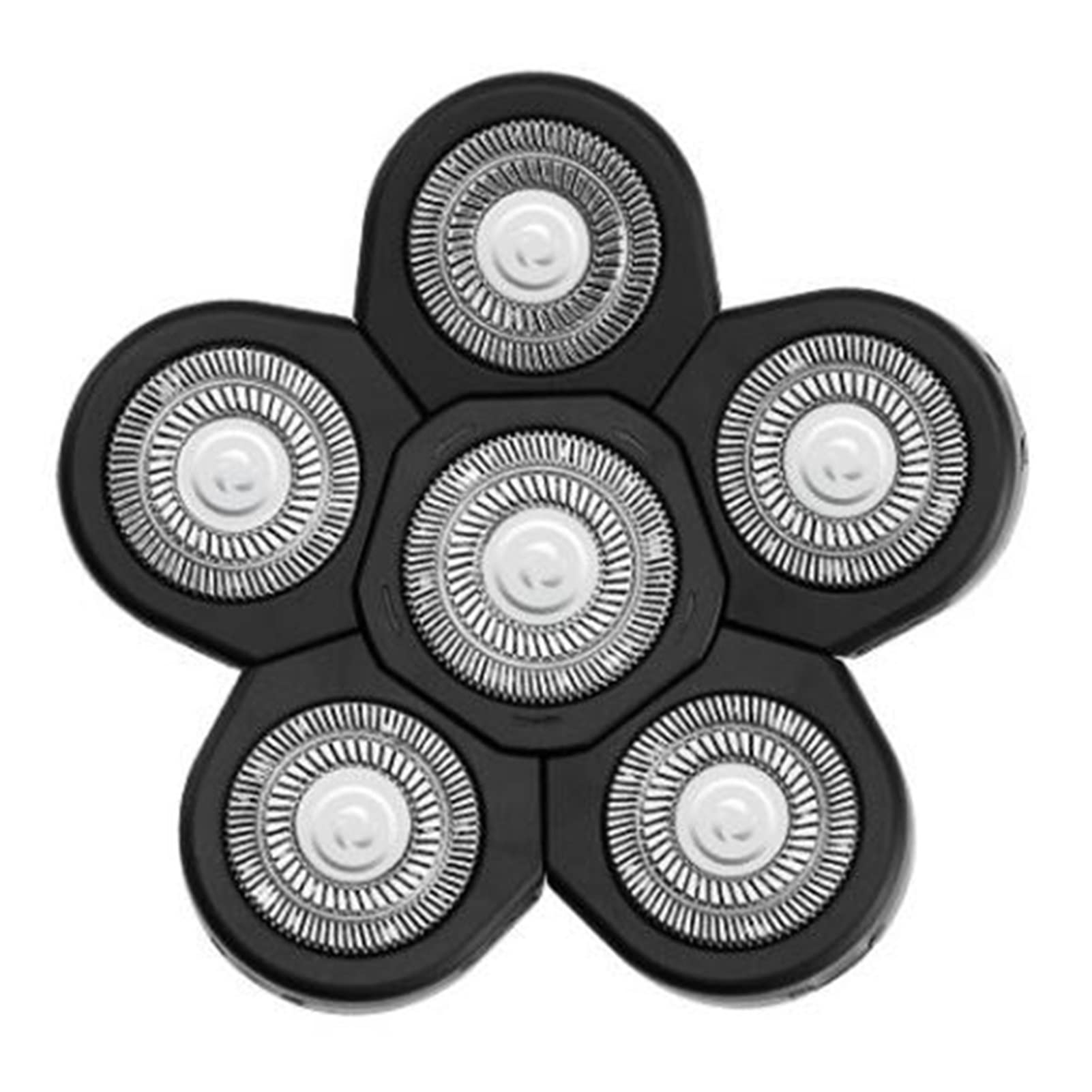 UVWP Replacement Heads for Men's Electric Shaver - 6-Blade Electric Razor Replacement Heads for Bald Head Shaving - Compatible with Most Electric Shavers (Black) - Perfect for Travel, Home & Gym Use