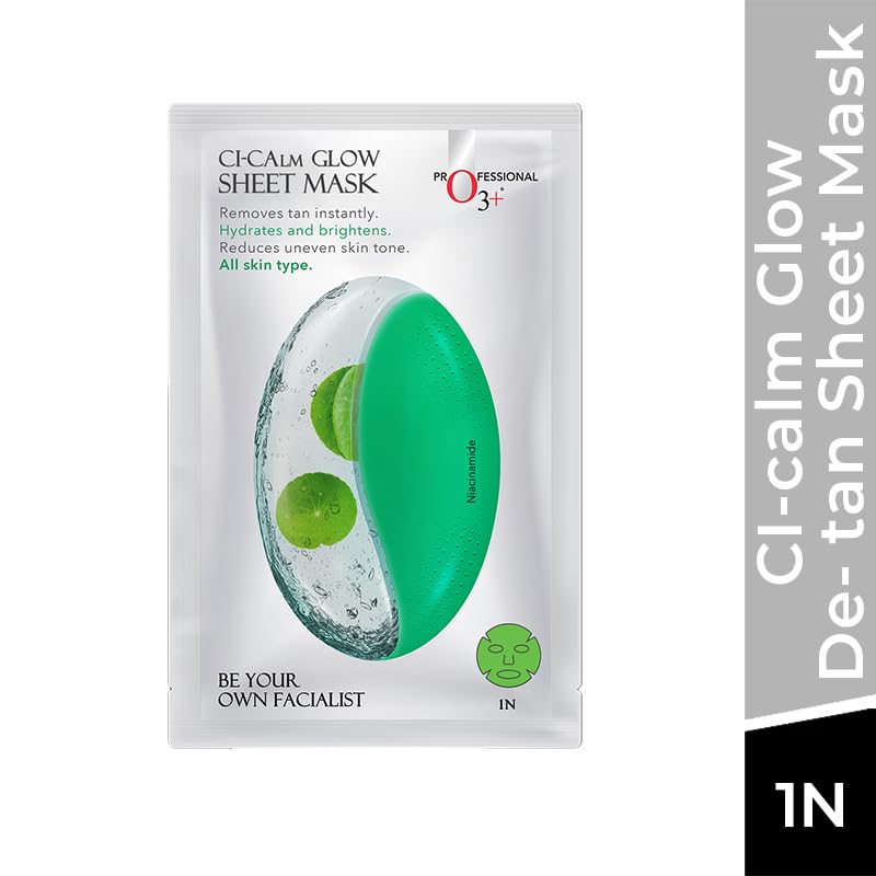 O3+ Ci-Calm Glow Sheet Mask - Soothing Korean Facial Mask for Hydration & Brightening | Perfect for Sensitive Skin & Post-Sun Care