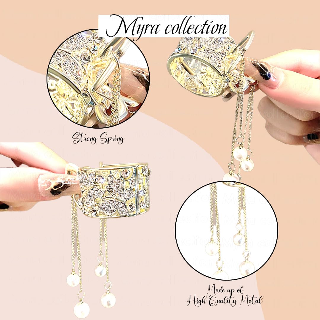 Myra Collection Rhinestone Ponytail Hair Claw Clip - Elegant Bun Hair Accessories for Women (Pack of 1) | Perfect for Parties, Weddings & Everyday Glam