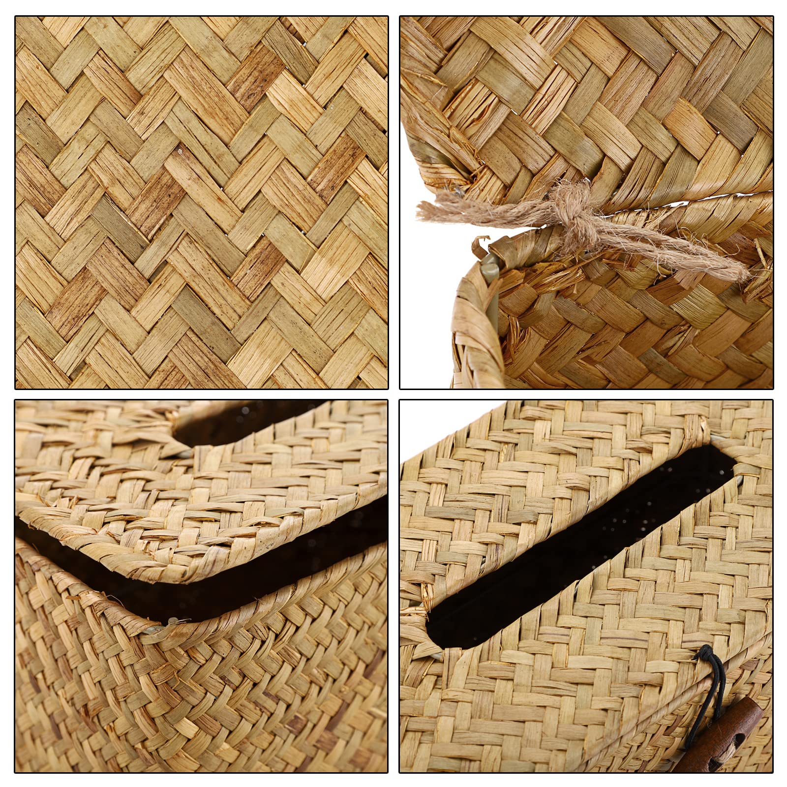 Sumnacon Woven Seagrass Tissue Box Cover - Decorative Rectangle Tissue Holder for Bathroom, Home & Office - Natural Yellow Storage Organizer for Tabletop | Perfect for Living Room, Bedroom, Guest Bath Decor