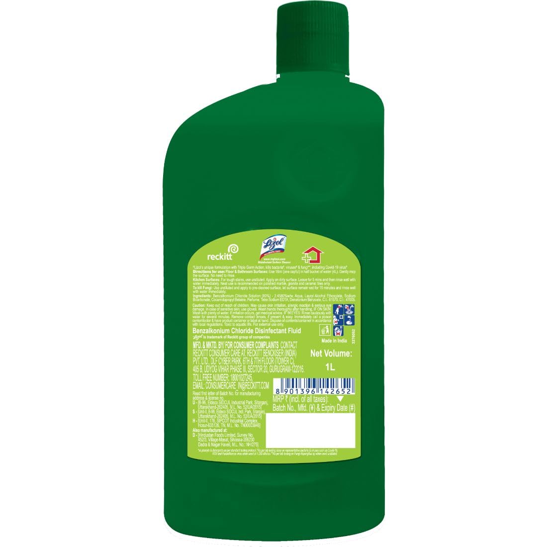 Lizol Disinfectant Surface & Floor Cleaner Liquid with Neem Extract - 500ml | Kills 99.9% Germs & Bacteria | All-Purpose Floor Mop Cleaner | Safe for Tile, Wood & Marble Floors | Ideal for Homes, Hospitals & Offices | India's #1 Disinfectant Cleaner