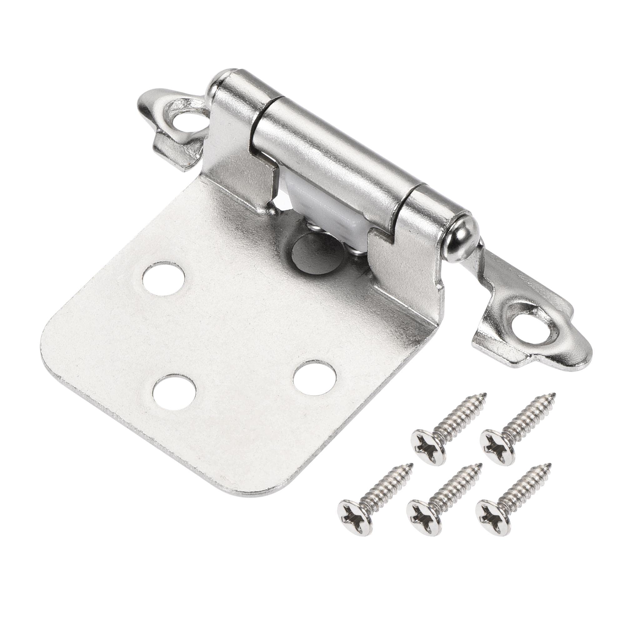 uxcell 1/2 Inch Overlay Cabinet Hinges - Self Closing 2.76 Inch Cupboard Hinges for Closet Doors with Screws, Silver Tone (4Pcs) - Perfect for Kitchen Cabinets, Wardrobes & Storage Furniture