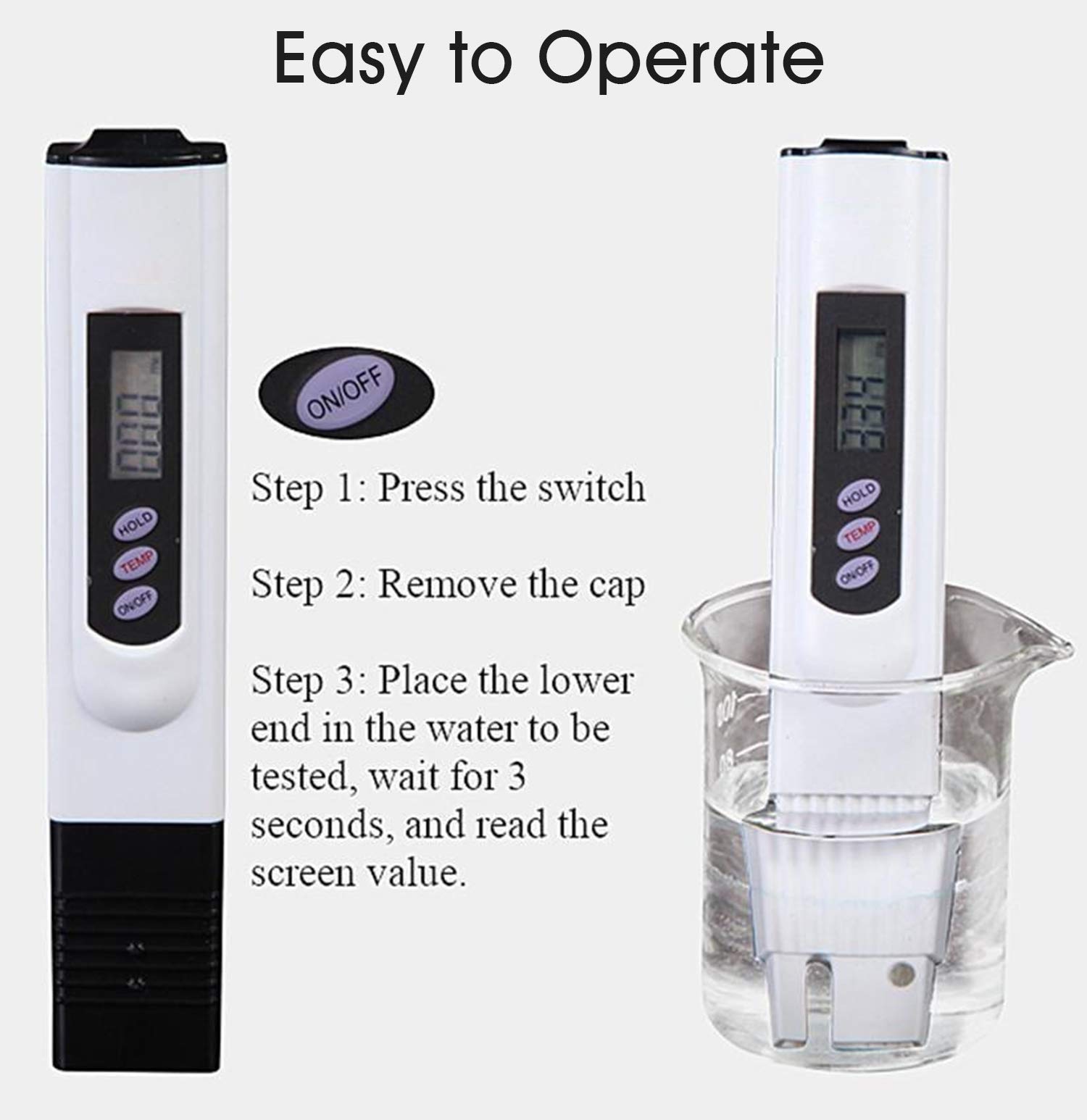 AK Anikash Digital LCD TDS Meter with Temperature Sensor - Water Quality Tester for RO Purifier, Aquarium, Hydroponics | Measures PPM, TDS & Temp | White | Perfect for Home, Lab & Outdoor Water Testing