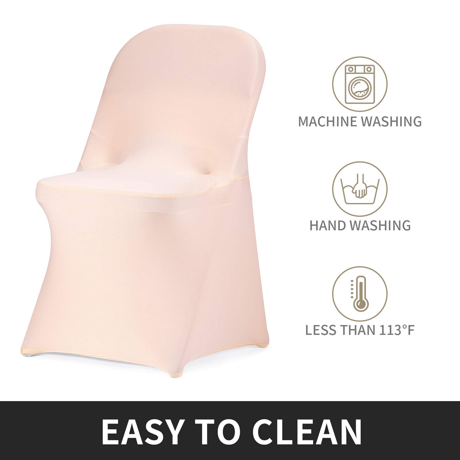 Peomeise Stretch Spandex Folding Chair Covers - 25 Pack Blush Pink Elastic Banquet Chair Slipcovers for Wedding, Party, Dining & Special Events - Perfect for Indoor/Outdoor Decorations