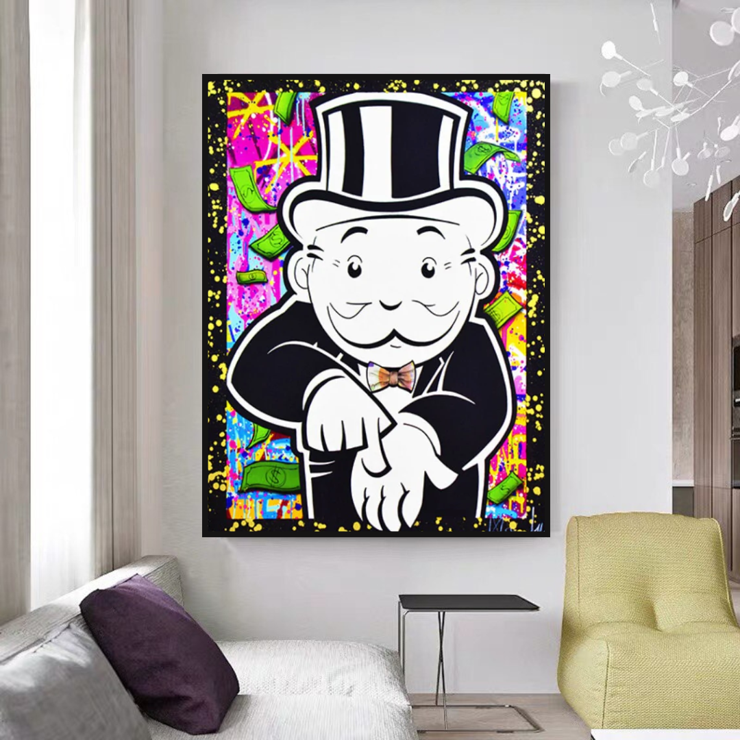 Alec Monopoly 'Give Me Money' Canvas Art Print - Pop Culture Wall Decor for Living Room, Bedroom & Office