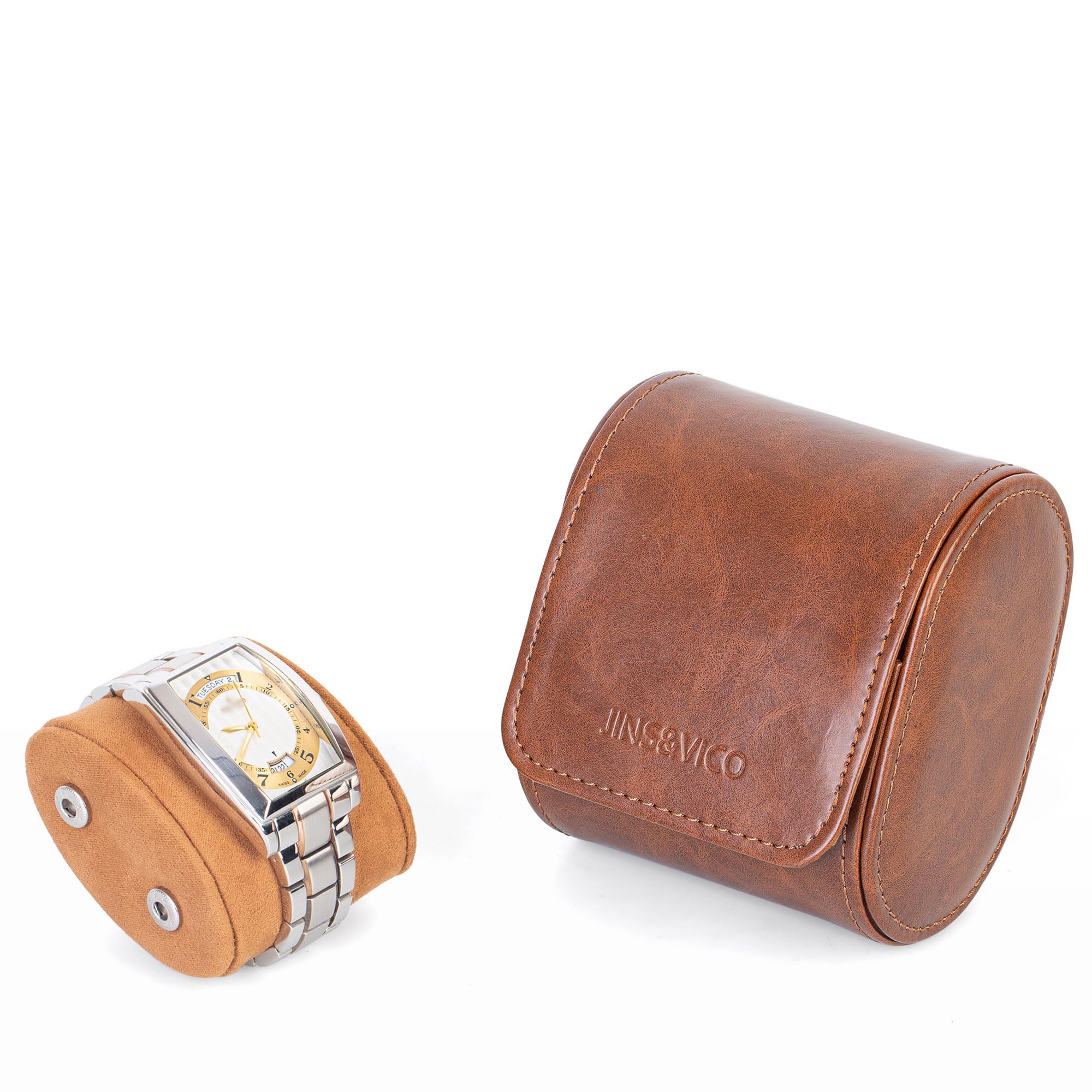 Premium Single Watch Travel Case - PU Leather Watch Holder with Soft Pillow for Men & Women | Protective Watch Box for Storage & Display (Brown) | Ideal for Travel, Gifts & Watch Collections