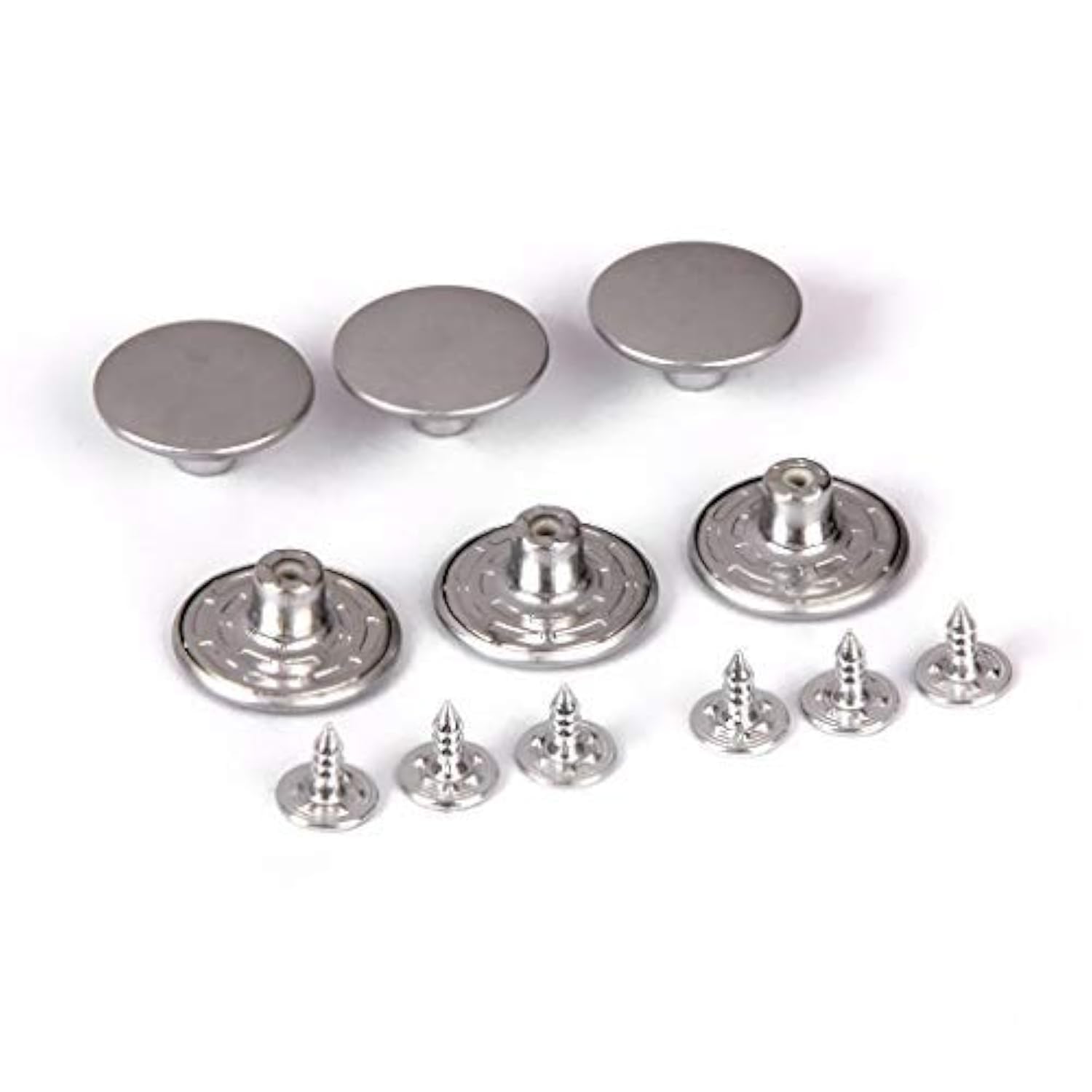 Vintage Brass Jeans Button Replacement - Silver All-in-One Kit with Storage Box | Durable Suspender Buttons for Denim Repair & DIY Fashion Projects | Perfect for Tailors, DIY Enthusiasts & Vintage Clothing Restoration