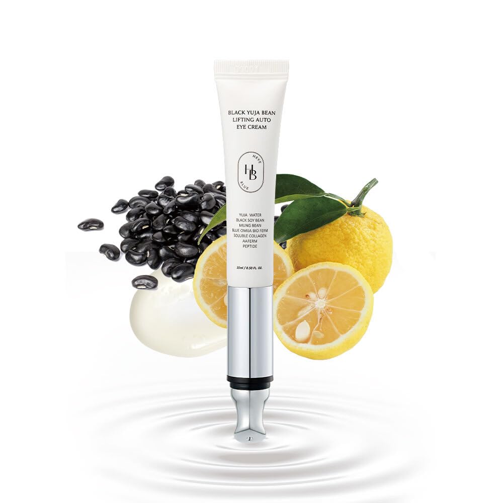 Black Yuja Bean Lifting Auto Eye Cream - Vegan, Hypoallergenic Korean Skincare for Sensitive Skin | Wrinkle Reduction & Anti-Aging Treatment with Collagen Boost | Vibrating Face Massager for Dark Circles & Puffiness | Perfect for Night Routine & Travel Skincare