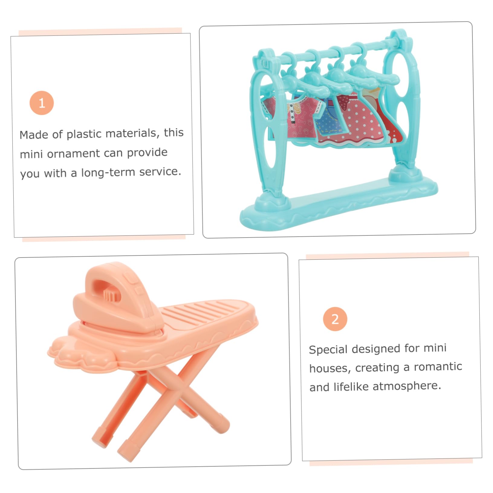 DOITOOL Mini Ironing Station with Clothes Rack - Realistic Dollhouse Accessories for 1:12 Scale Dolls - Perfect for DIY Dollhouse Decor & Miniature Scene Setup