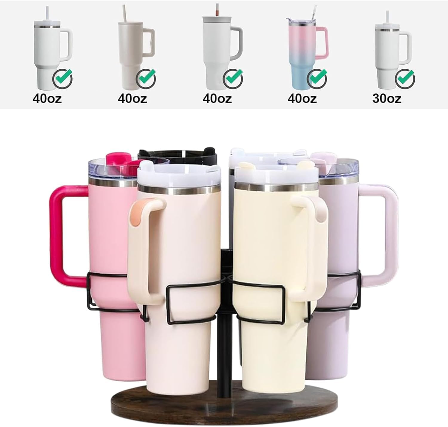 Stanley Tumbler Water Bottle Organizer - Kitchen Storage Holder for Stanley Cup Accessories (Brown) - Perfect for Home, Office & Car Organization