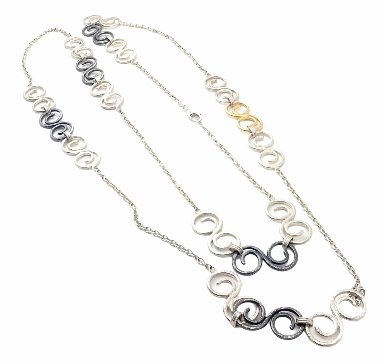 Authentic 24K Yellow Gold & Sterling Silver Long Curl Necklace - 46 Inch Elegant Dainty Chain for Women | Perfect for Weddings, Parties & Special Occasions