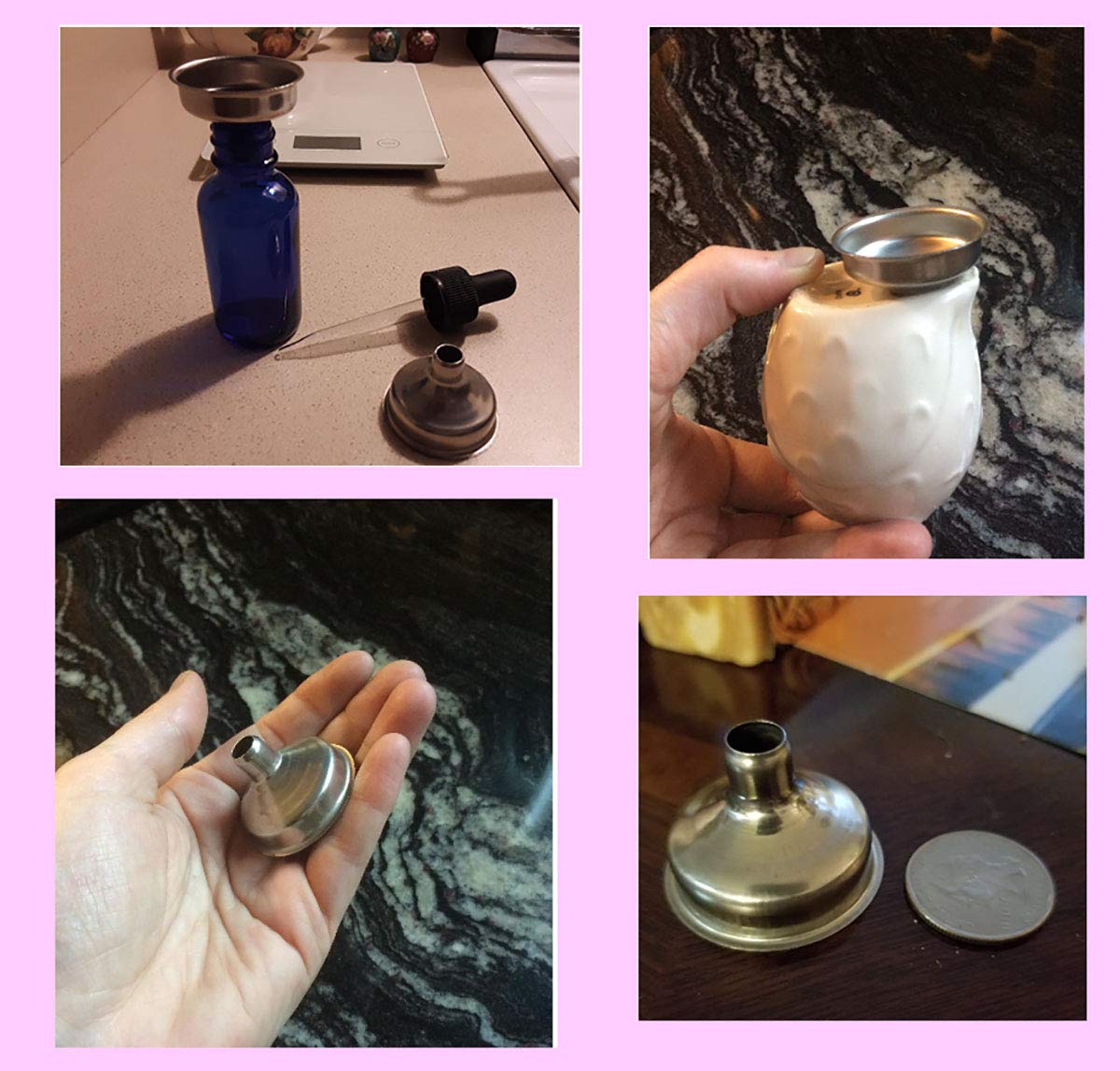 Premium Stainless Steel Mini Funnel Set - 2 Pack Small Funnels for Essential Oils, Perfumes, Spices & Liquids - Perfect for Refilling Amber Bottles, Atomizers & Kitchen Containers - Durable Silver Pipette Funnel for Precise Pouring