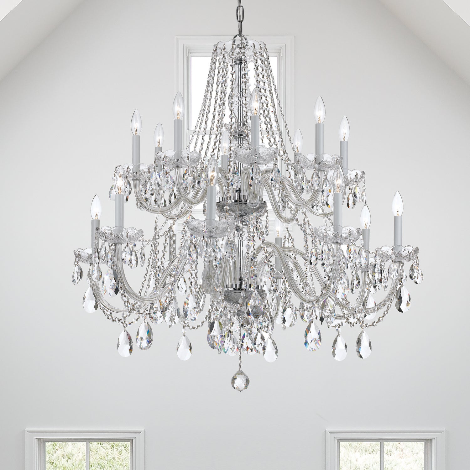 16-Light Crystal Chandelier for Dining Room - Modern Elegant Ceiling Light Fixture for Home Decor, Living Room, Bedroom & Foyer Lighting