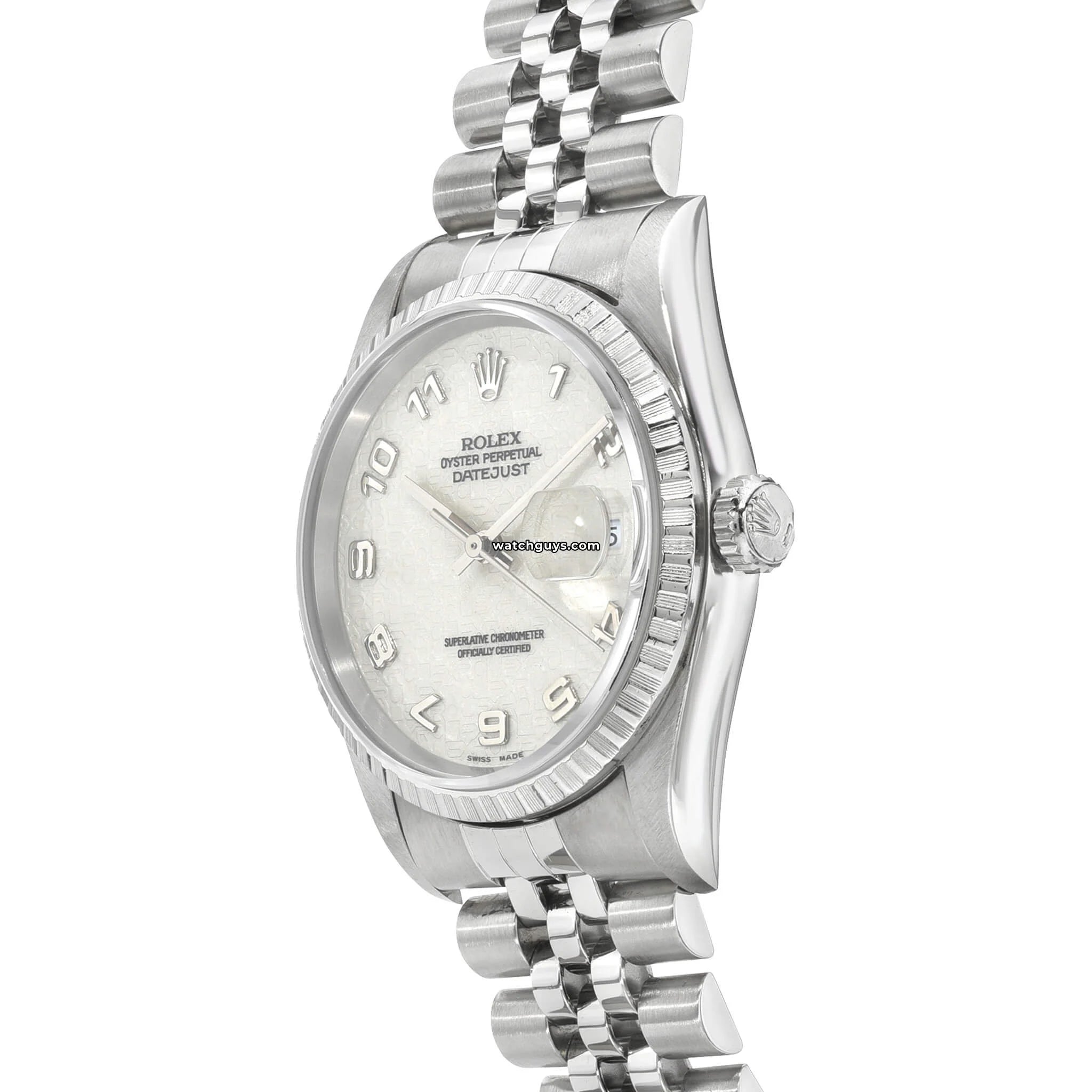 Rolex Datejust 16220 Men's Watch - Stainless Steel, Ivory Dial, Arabic Numerals, Jubilee Bracelet | Luxury Dress Watch for Business & Formal Occasions