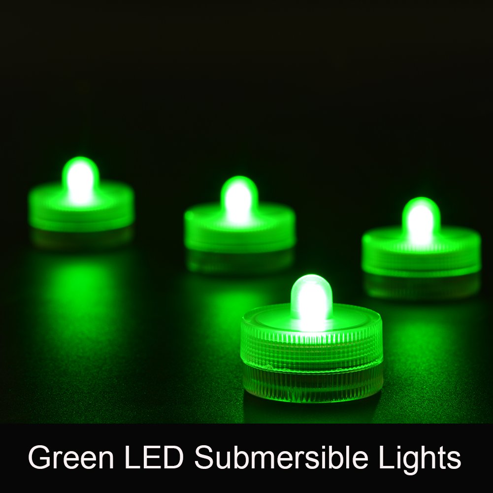 KITOSUN 12-Pack Submersible LED Tea Light Candles - CR2032 Battery Powered, Waterproof Underwater Lights for Weddings, Events, Vase Floral Decor, Christmas Holidays, Home & Party Lighting (Green) - Perfect for Centerpieces, Pools, and Romantic Ambiance