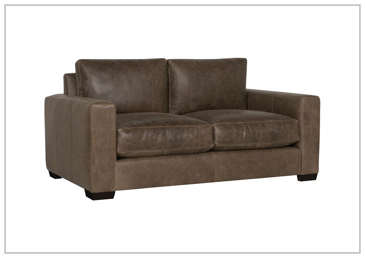 Bernhardt Dawkins Genuine Leather Loveseat with Walnut Finish - Perfect for Living Rooms, Offices & Cozy Spaces