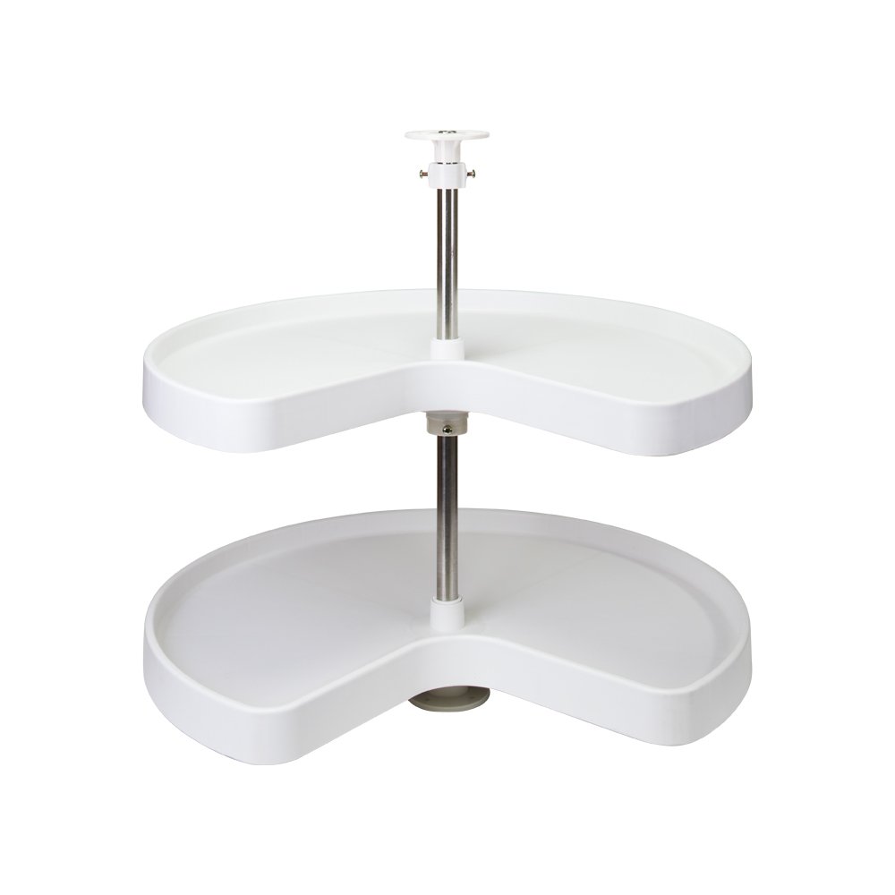 Hardware Resources PLSK228 White Plastic Lazy Susan Turntable Set - Kidney Shape for Kitchen Cabinet, Spice Rack & Dining Table Organization