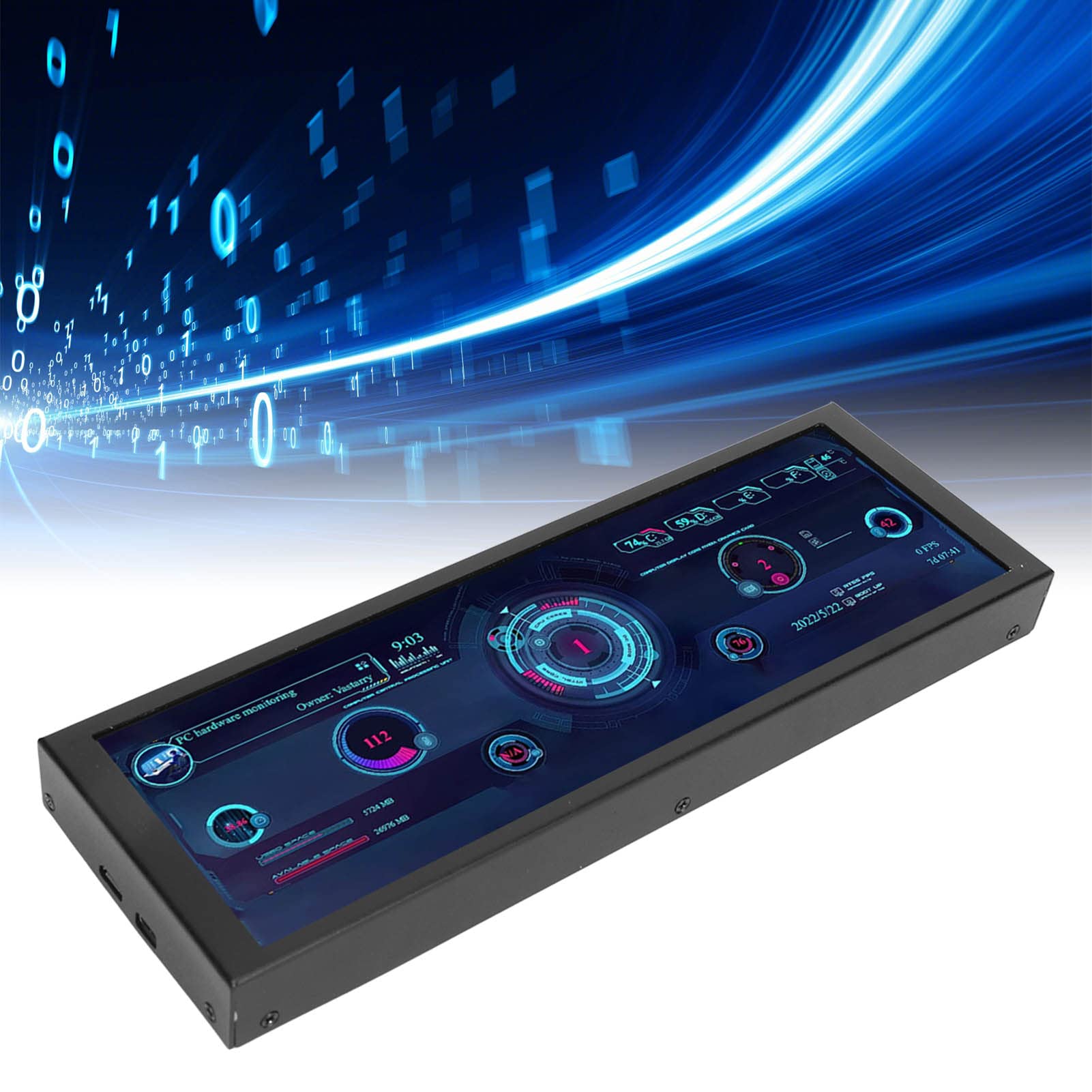 7.9 Inch IPS PC CPU Data Monitor with Auto Shutoff, USB Powered, Customizable Theme Editor - Ideal for GPU Monitoring, Gaming Rigs & PC Builds - Perfect for Home Office, Gaming Setup & DIY PC Enthusiasts