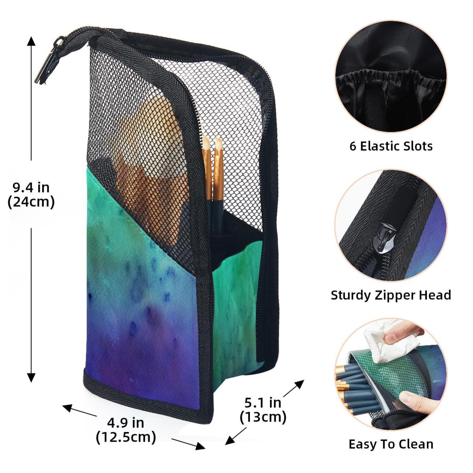 Premium 12-Piece Makeup Brush Organizer Bag Set - Green Purple Gradient Cosmetic Brush Holder Case for Travel & Home Storage | Portable Makeup Brush Storage Solution for Artists & Professionals