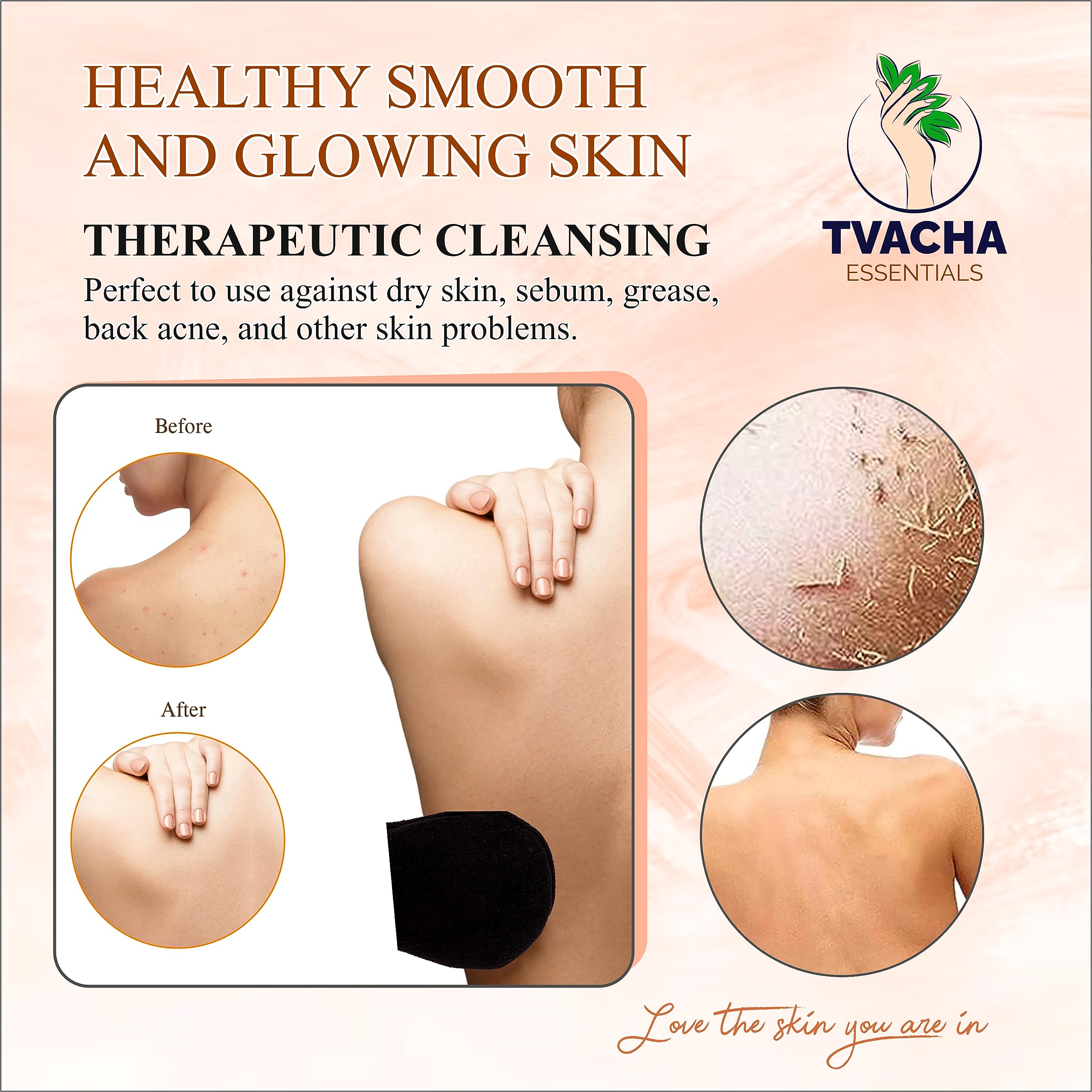 TVACHA ESSENTIALS Exfoliating Gloves for Face & Body - Organic Skincare Scrubber for Dead Skin & Tan Removal - Men & Women Bath & Shower Essential - Perfect for Spa, Home Use & Travel