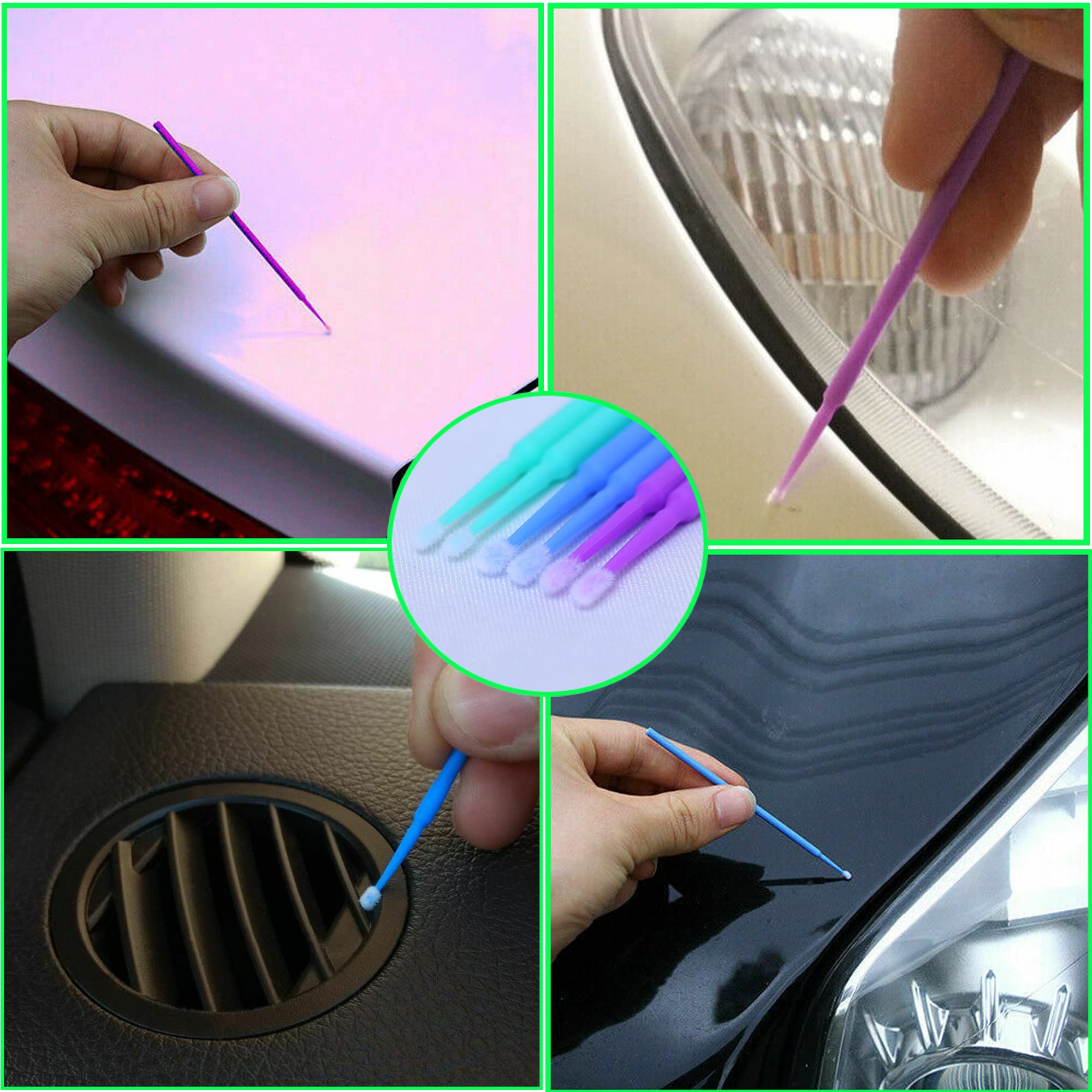 100 Pcs Fine Tip Touch Up Paint Brushes - 1.5mm Purple Micro Brushes for Automotive Paint Chip Repair, Nail Art, Model Painting & Precision Detailing | Perfect for Car Scratch Fix, Crafts & Miniature Projects