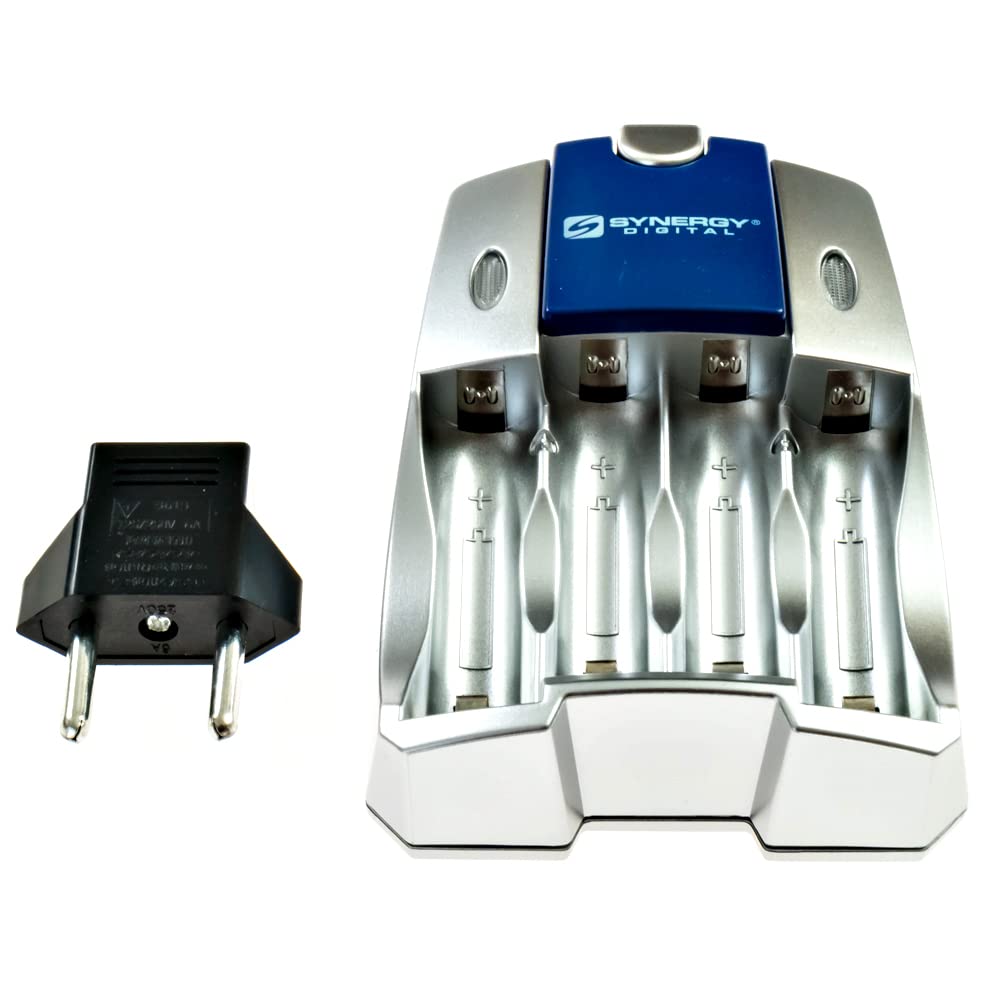 Synergy Digital Camera Battery Charger for Olympus FE-130 - Universal AA/AAA Battery Charger with 110V-220V Dual Voltage & EU Adapter - Perfect for Travel, Home Use, and Professional Photography