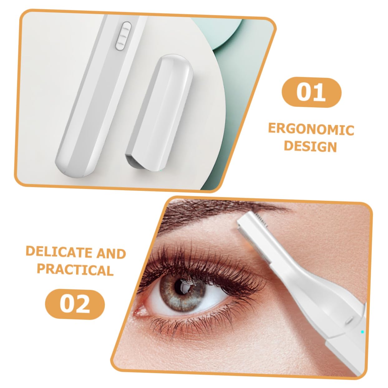 Electric Eyebrow Trimmer for Women & Men - USB Rechargeable Eyebrow Shaver with Gentle Hair Removal - Portable Eyebrow Razor Set for Precise Grooming - Perfect for Travel, Home & Salon Use (White)
