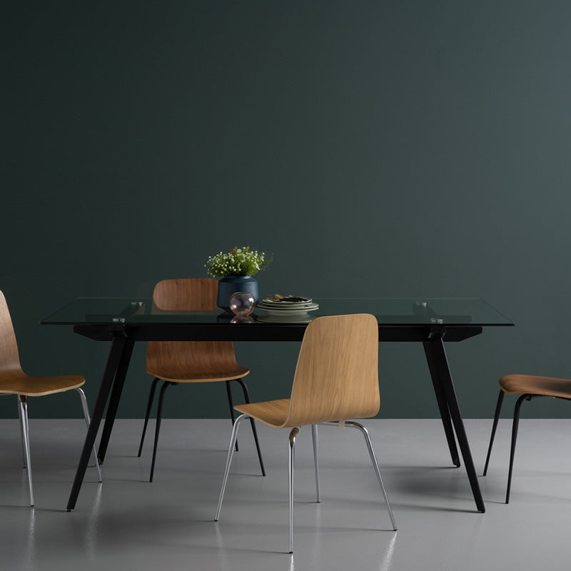 ARCHIE 180cm Glass Dining Table - Modern Tempered Glass Top with Sturdy Metal Frame for Dining Room, Kitchen, or Office Space