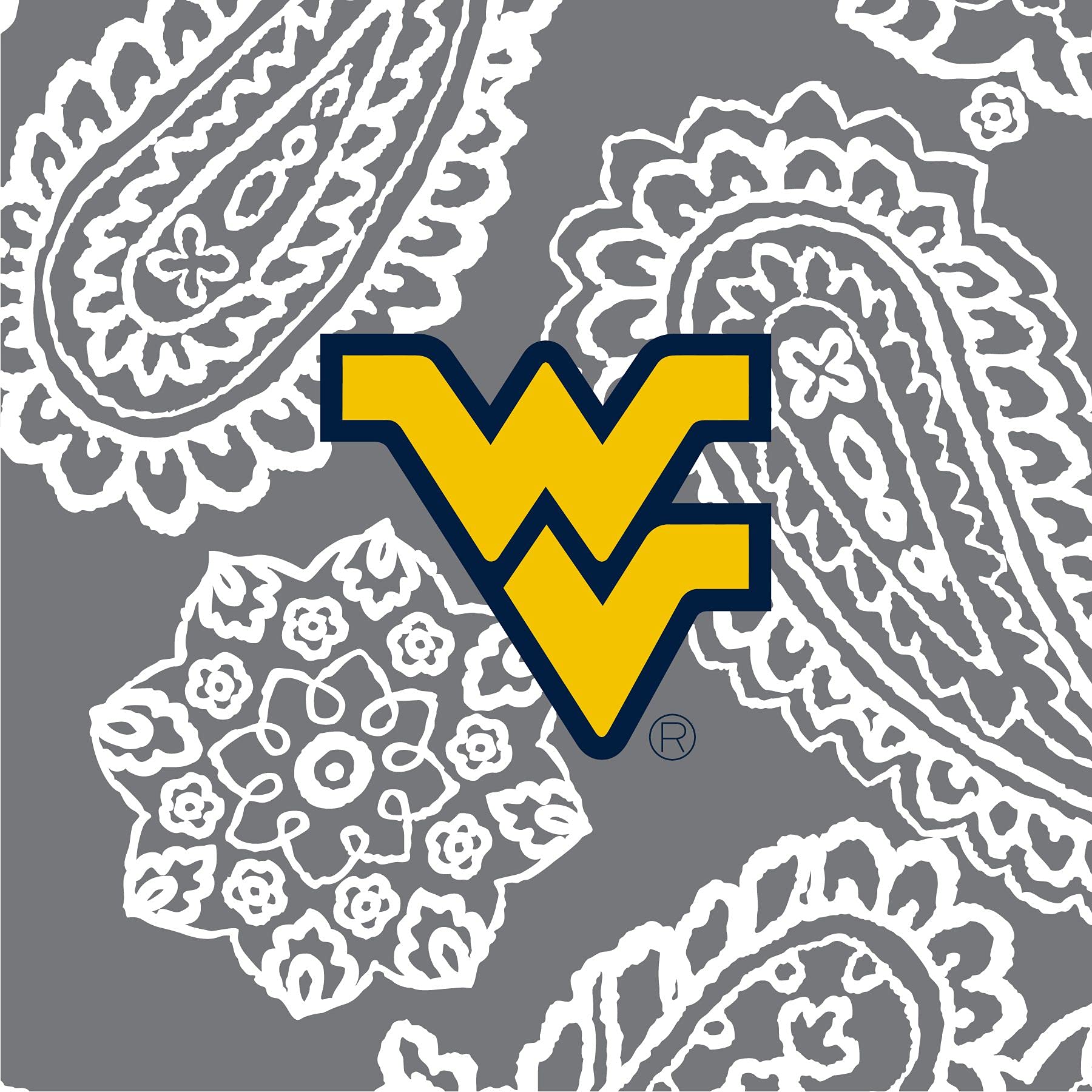 Vera Bradley Women's Cotton Collegiate Large Travel Duffle Bag - WVU Gray/White Bandana Print - Spacious Carryall for College, Gym & Weekend Getaways (Multiple Team Options Available)