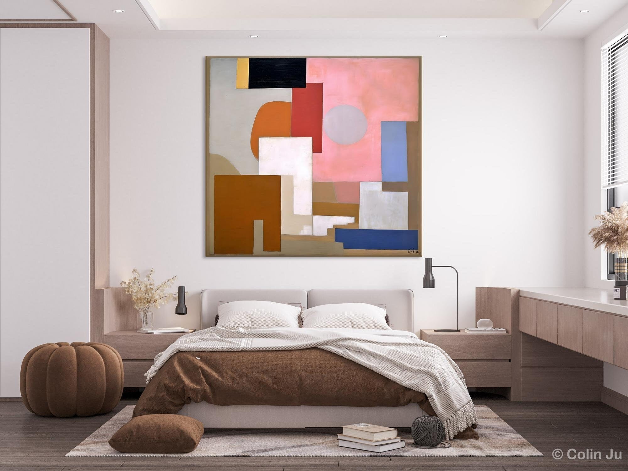 Extra Large Canvas Paintings for Living Room Wall Decor | Modern Abstract Artwork with Geometric Designs | Handmade Original Wall Art for Home & Office | Perfect for Living Room, Bedroom & Office Spaces