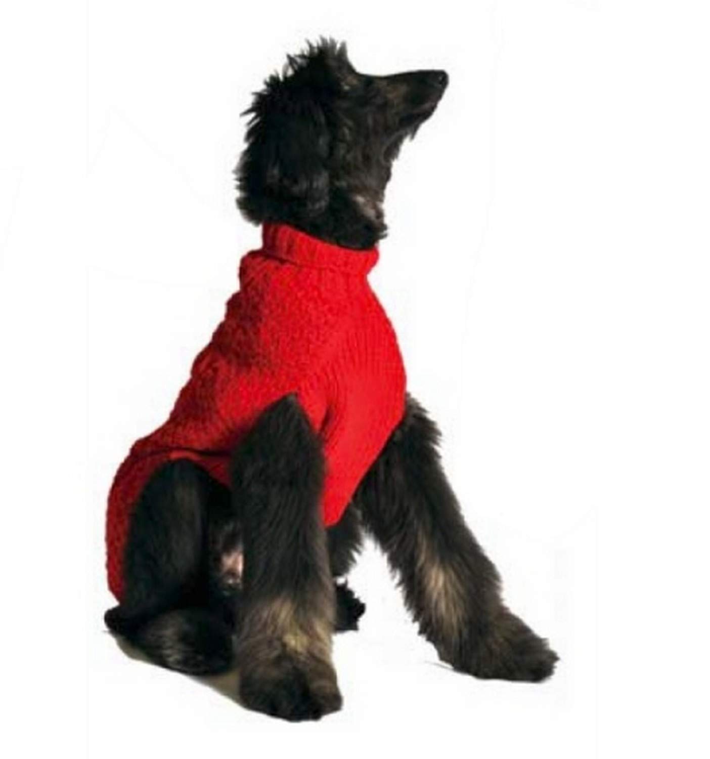 Chilly Dog Red Cable Knit Dog Sweater - Large Size | Warm Winter Pet Clothing for Small to Medium Dogs | Perfect for Outdoor Walks & Cold Weather