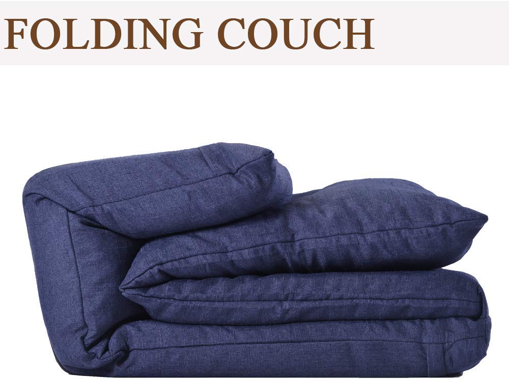 Rhomtree 5-Position Reclining Floor Sofa Chair - Foldable Fabric Futon Lounger for Living Room, Gaming, and Relaxation (Navy Blue) | Perfect for Small Spaces, Movie Nights & Video Gaming Sessions