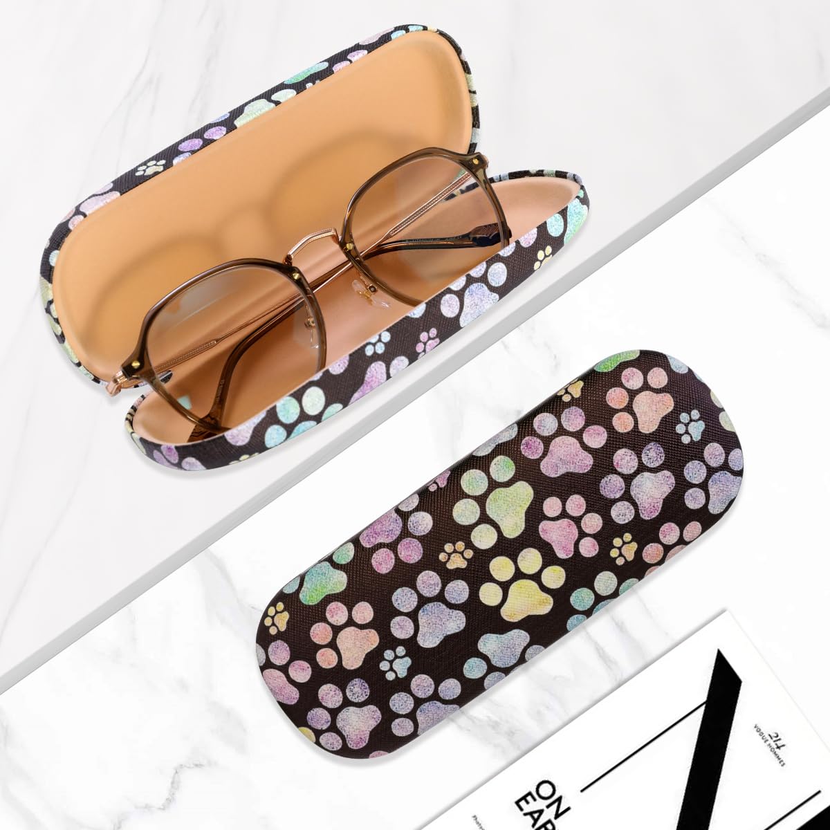PERFECTSIGHT Hard Shell Eyeglasses Case - PU Leather Protective Glasses Holder for Women, Men & Kids - Durable Travel Eyewear Storage for Glasses, Sunglasses & Reading Glasses - Perfect for Office, School & Travel Accessories