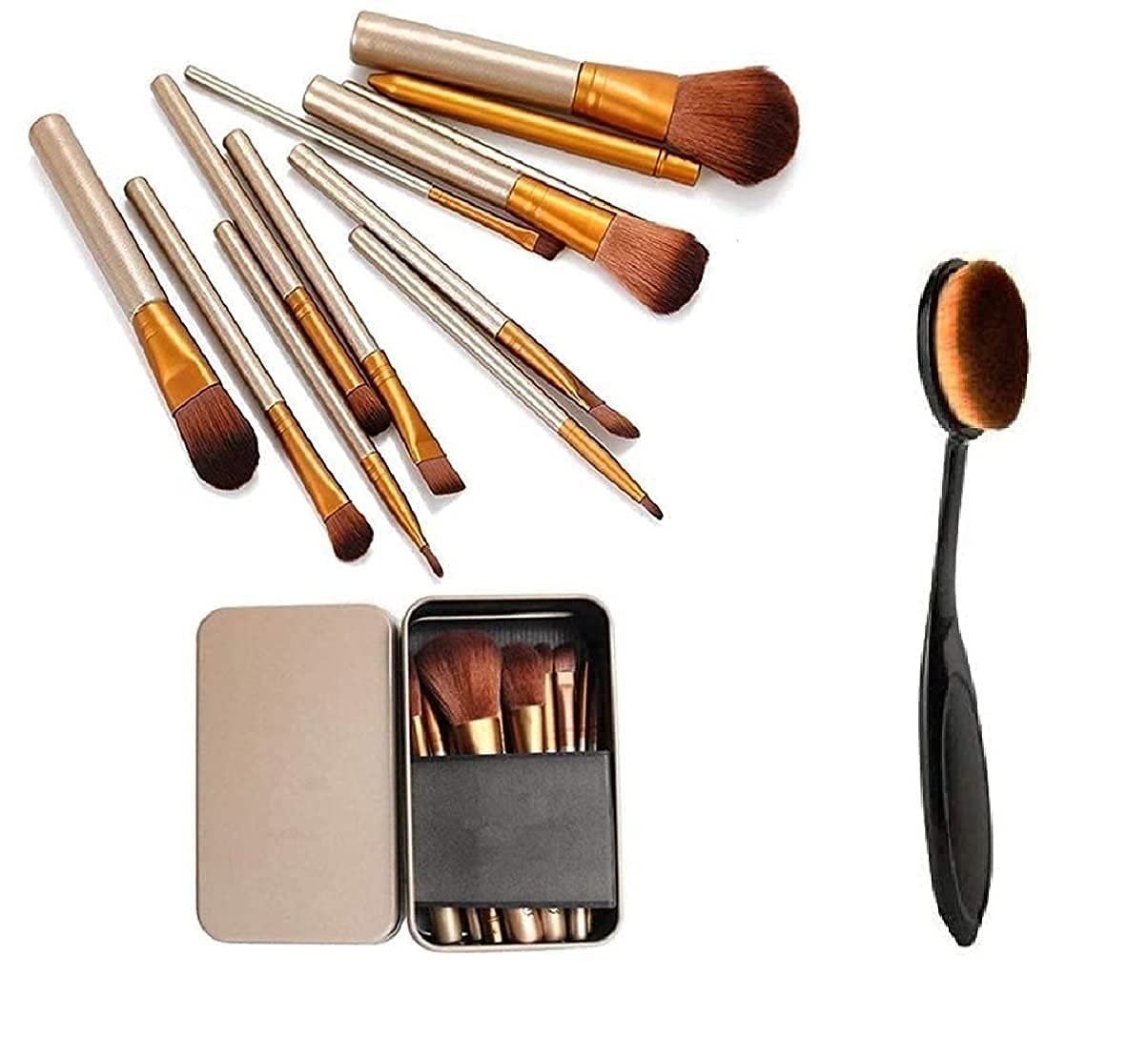 JOTKAPARKASH 12-Piece Professional Makeup Brush Set with Storage Box - Foundation Brush, Oval Brushes for Flawless Makeup Application - Perfect for Daily Use, Travel & Professional Makeup Artists