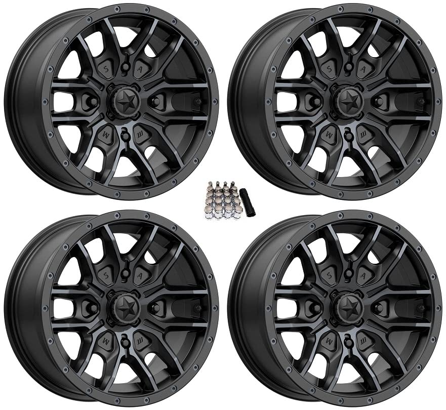MSA M43 Fang UTV Wheels & Rims - 14 Inch Satin Black for Can-Am Maverick X3 & Pioneer 1000 - Off-Road Adventure & Trail Riding Accessories