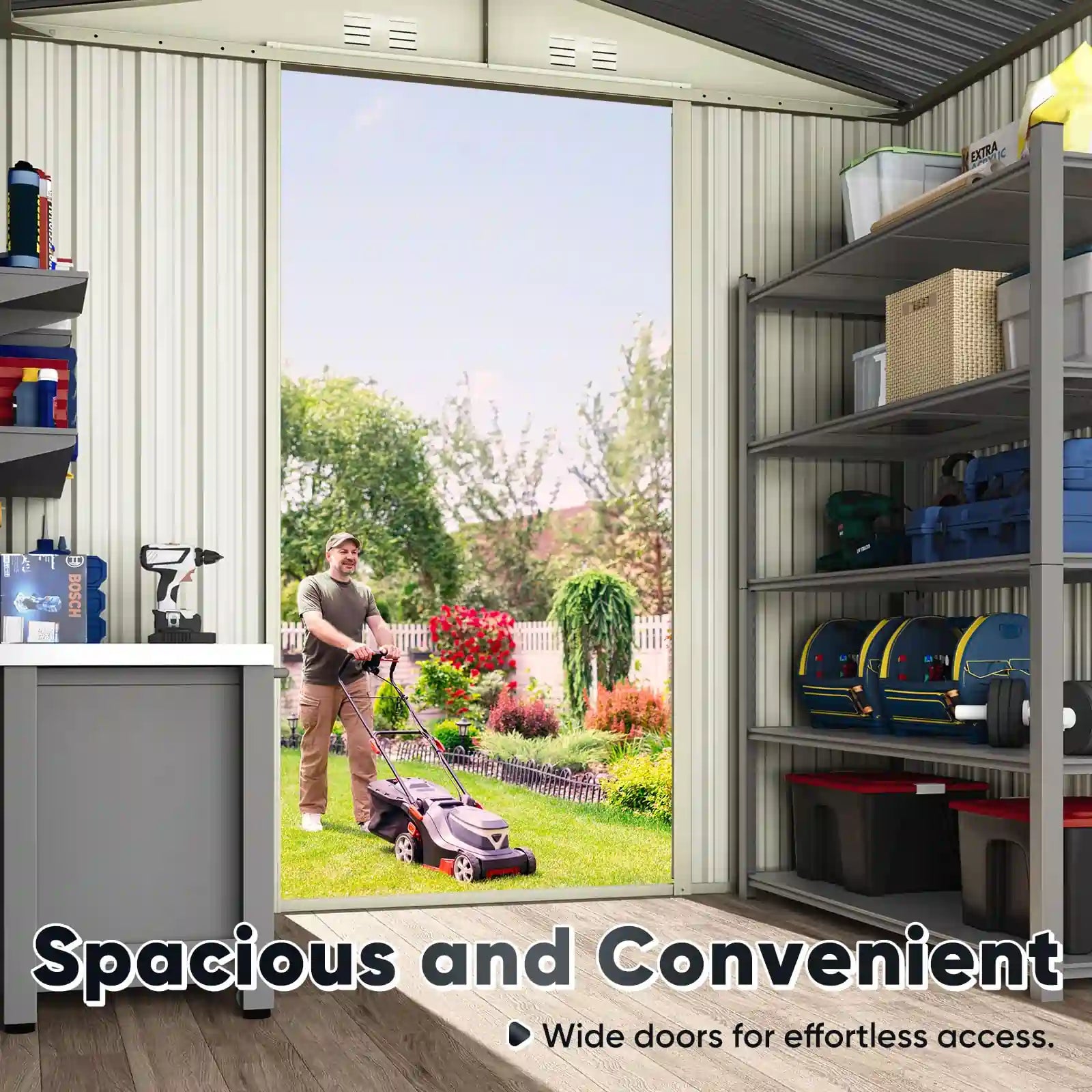 Secure Metal Storage Shed with Combination Lock - Weatherproof Outdoor Storage for Garden Tools, Pool Equipment & Backyard Organization