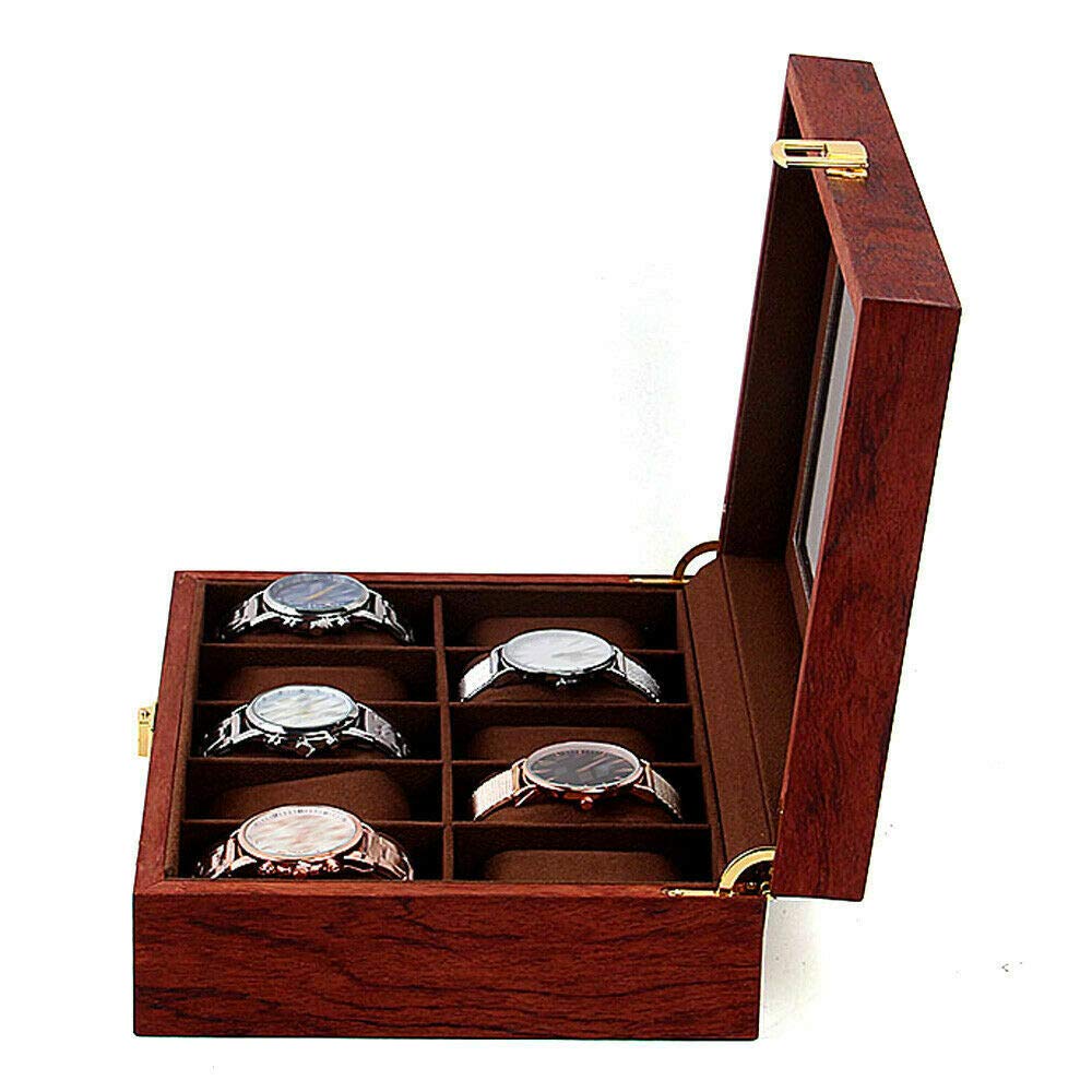 Automatic Rotating Watch Winder Display Case - 10 Slot Luxury Watch Storage Box for Men & Women with Jewelry Organizer | Perfect for Watch Collections, Jewelry Display & Home Decor