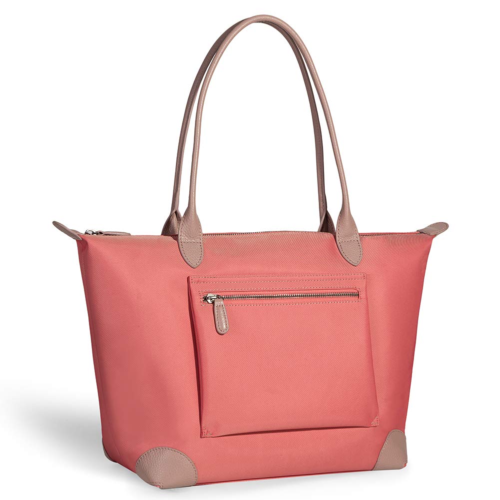 Stylish Large Lightweight Tote Bag for Women - Designer Leather & Nylon Work Shoulder Bag, Foldable Travel Purse | Perfect for Office, Commute, Shopping & Weekend Getaways
