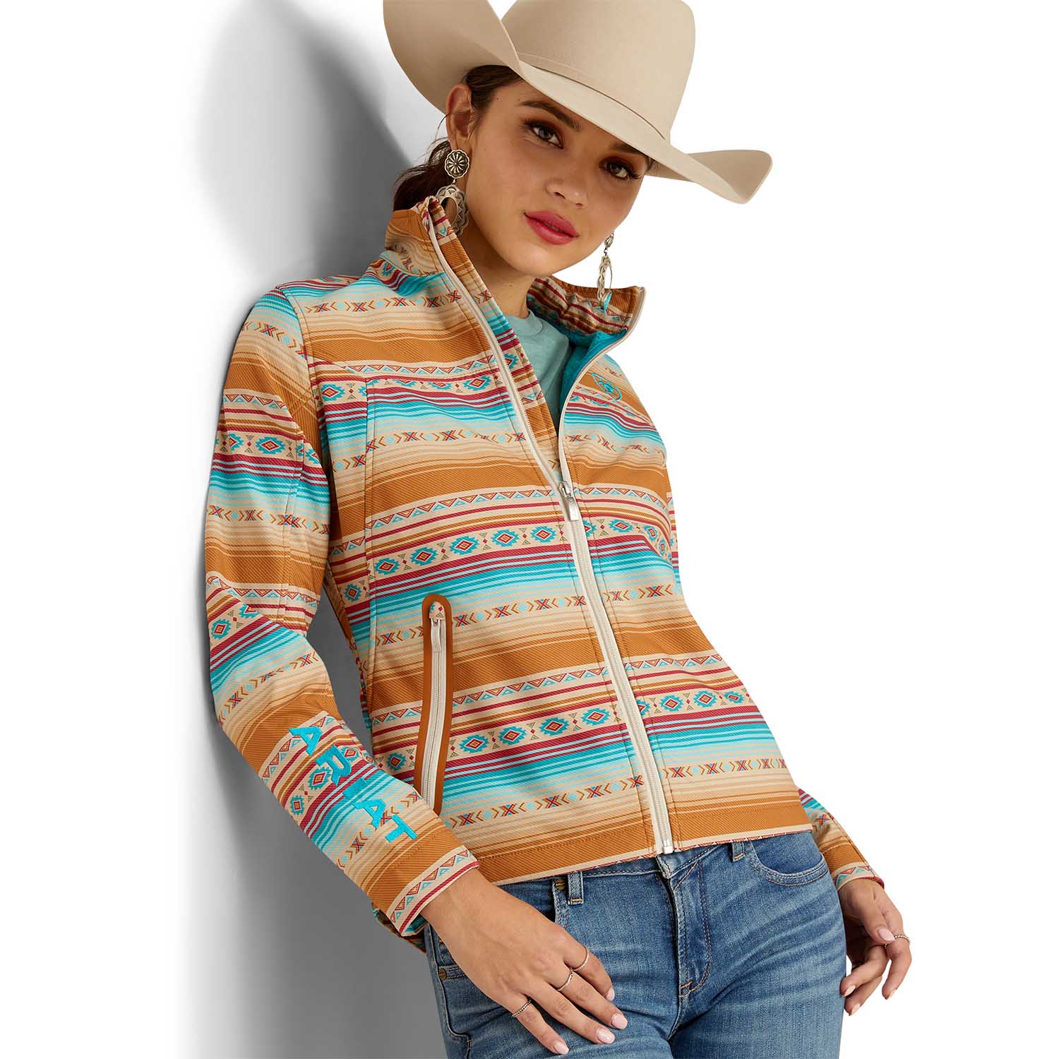 Ariat Women's Team Softshell Print Jacket - Serape Design, Lightweight Water-Resistant Windbreaker for Outdoor Activities, Horse Riding & Casual Wear