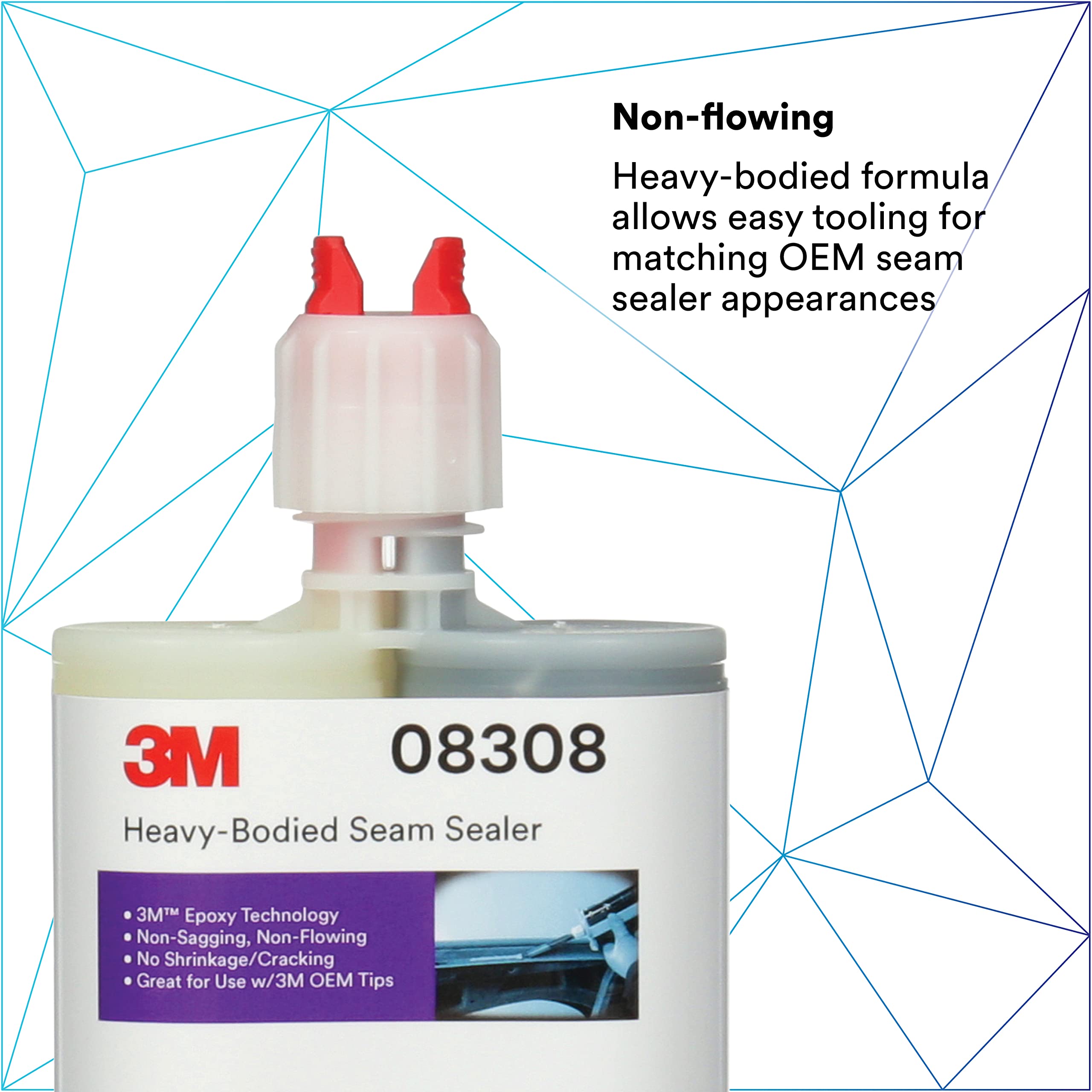 3M Heavy-Bodied Seam Sealer 08308 - 2-Part Self-Mixing Automotive Epoxy Adhesive (200ml/6.75oz, Black) for Car Body Repair, Metal Bonding & RV Maintenance