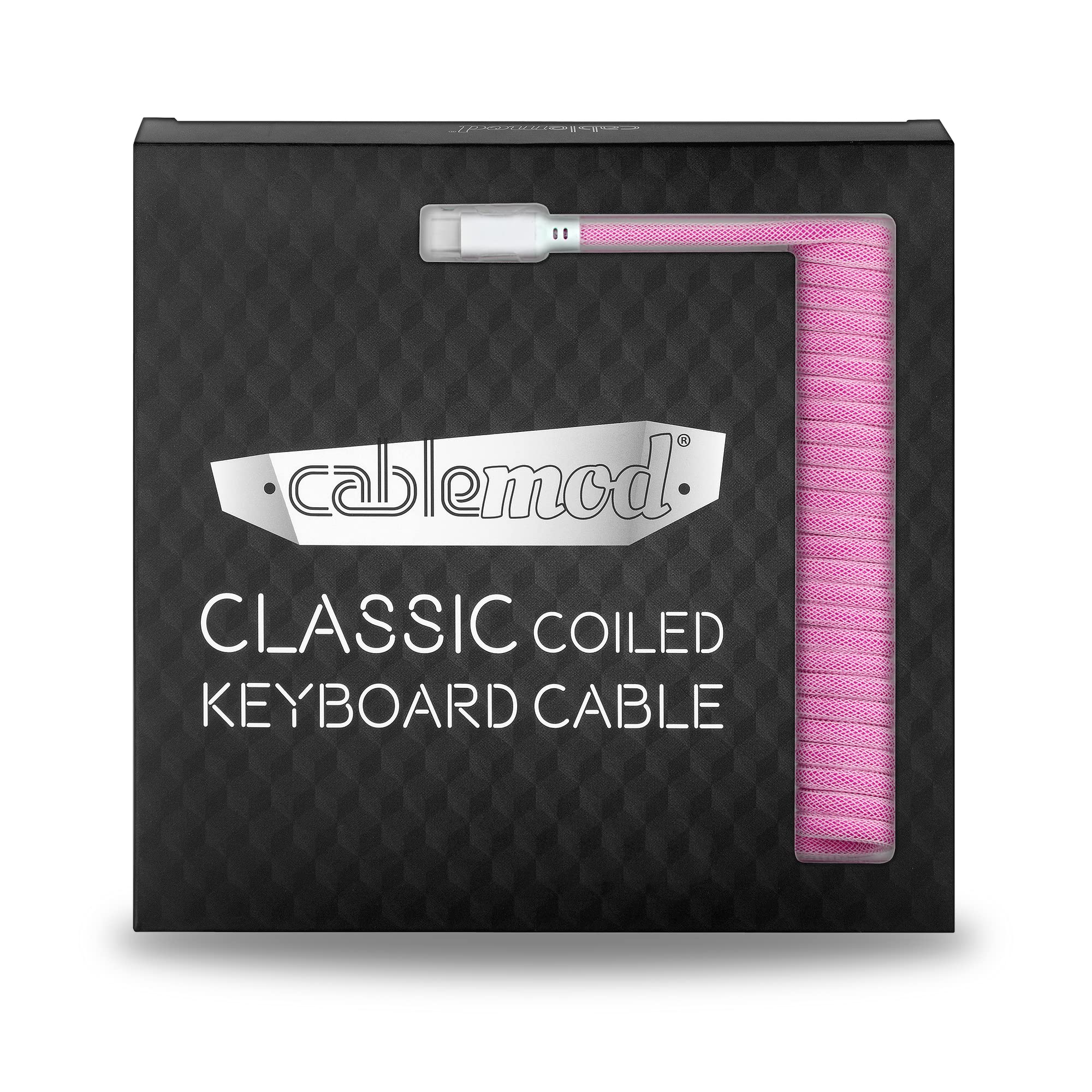 Premium Coiled USB A to USB C Keyboard Cable - CableMod Classic (Strawberry Cream, 150cm) for Mechanical Keyboards, Gaming Setup & Office Workstations