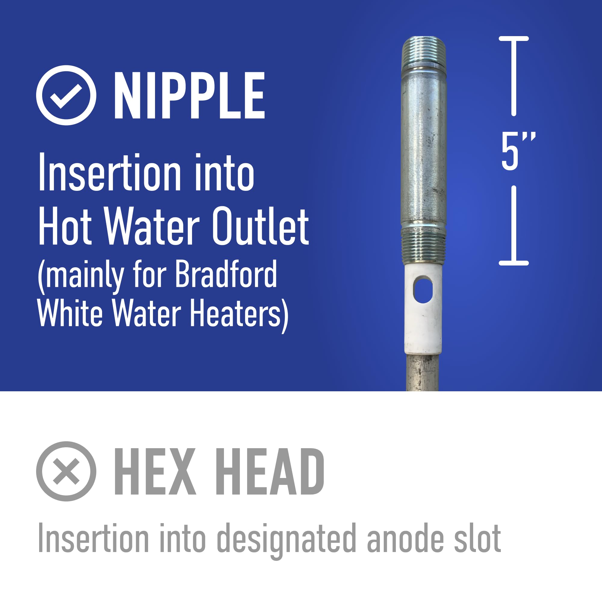Aluminum Anode Rod for Bradford White Water Heaters - 3/4