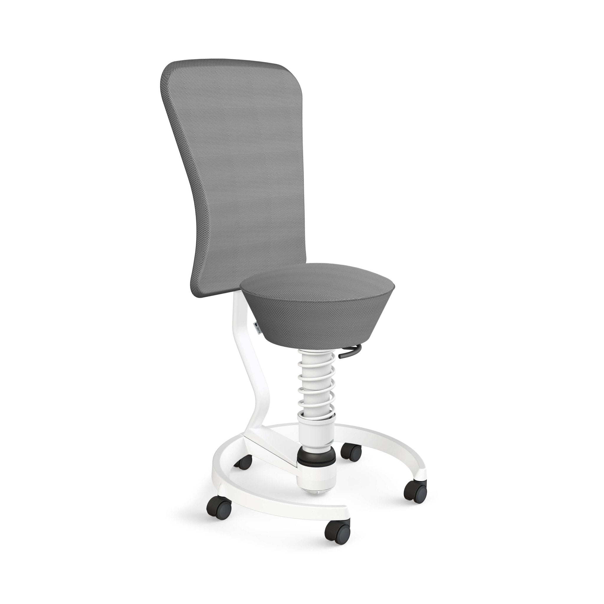 Aeris Swopper Active Sitting Chair with Adjustable Backrest & Casters - Ergonomic Office Stool for Home & Workplace - White - Perfect for Standing Desk Users & Back Pain Relief