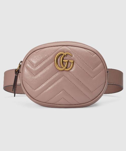 Gucci GG Marmont Matelassé Leather Belt Bag in Pink - Stylish Crossbody Fanny Pack for Women, Perfect for Travel, Concerts & Everyday Use