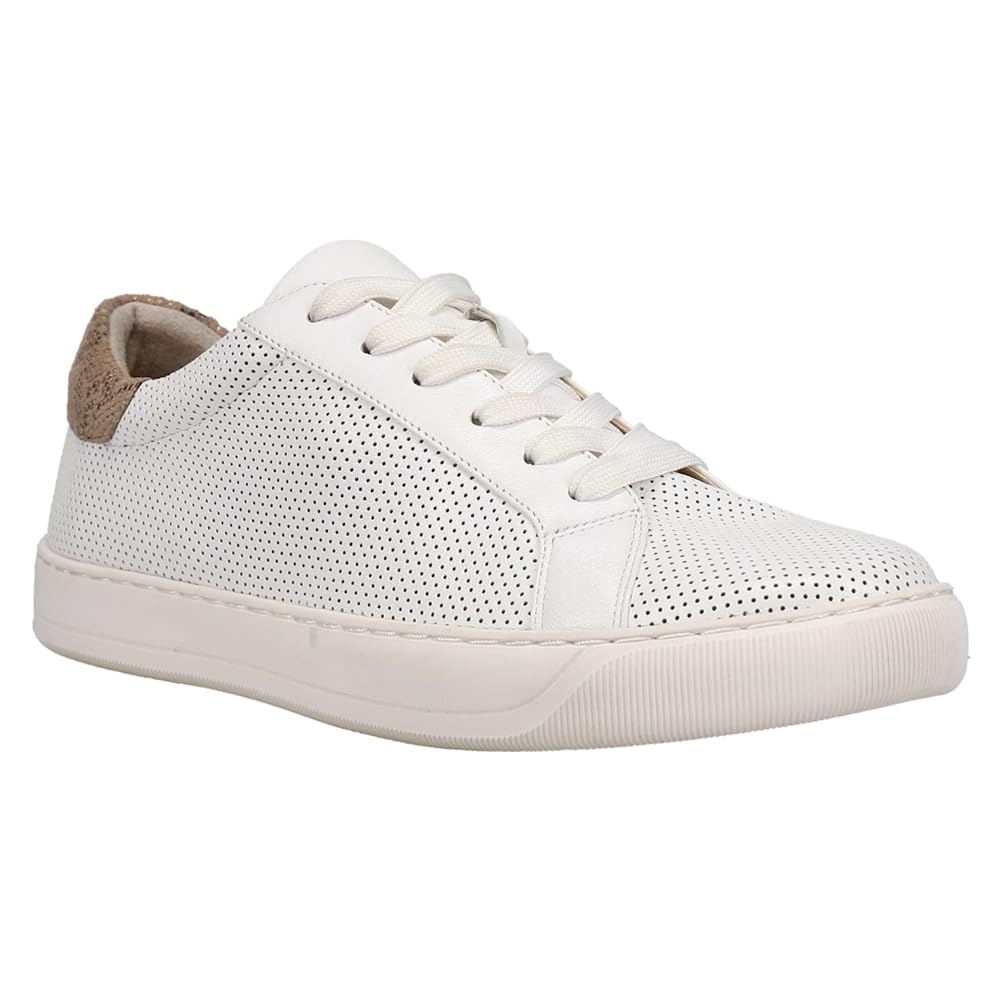 VANELi Women's Coyle Perforated Lace Up Sneakers - Breathable Casual Walking Shoes in Off White | Comfortable for Work, Travel & Everyday Wear