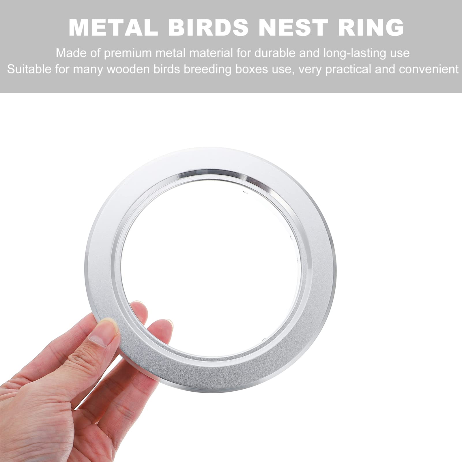 4Pcs Wooden Predator Hole Breeding Cage Rings - Metal Bite Nest Box with Silver Finish for Bird Breeding, Small Animal Habitats & Wildlife Observation